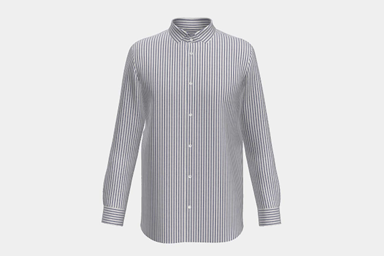 Camicia su misura lino e cotone blu