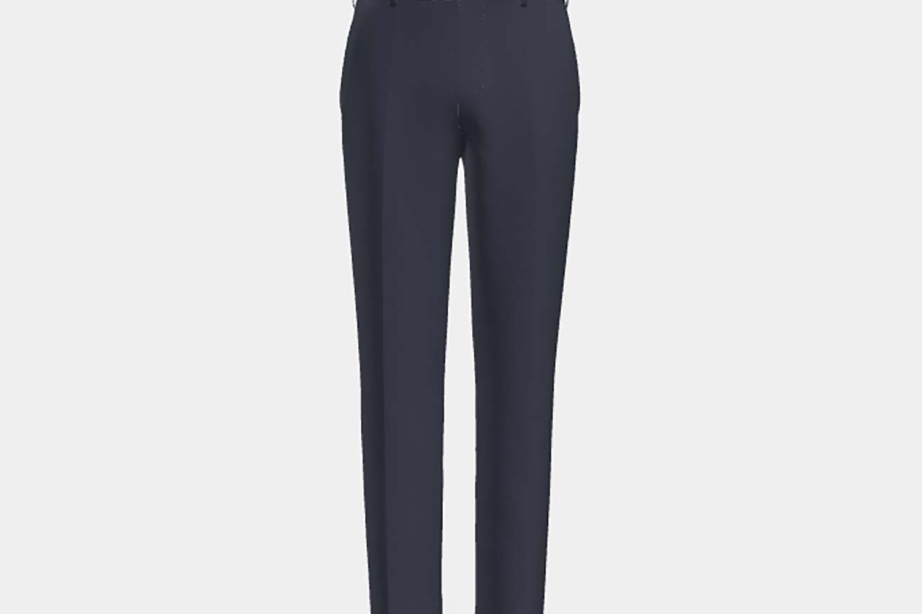 Pantalone su misura lana e seta 150s blu Caccioppoli