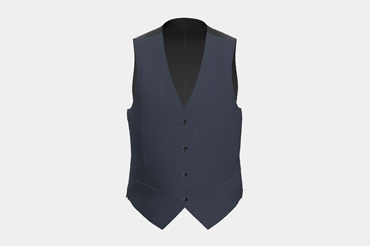 Custom made 130s Prince of Wales wool vest in blue Caccioppoli