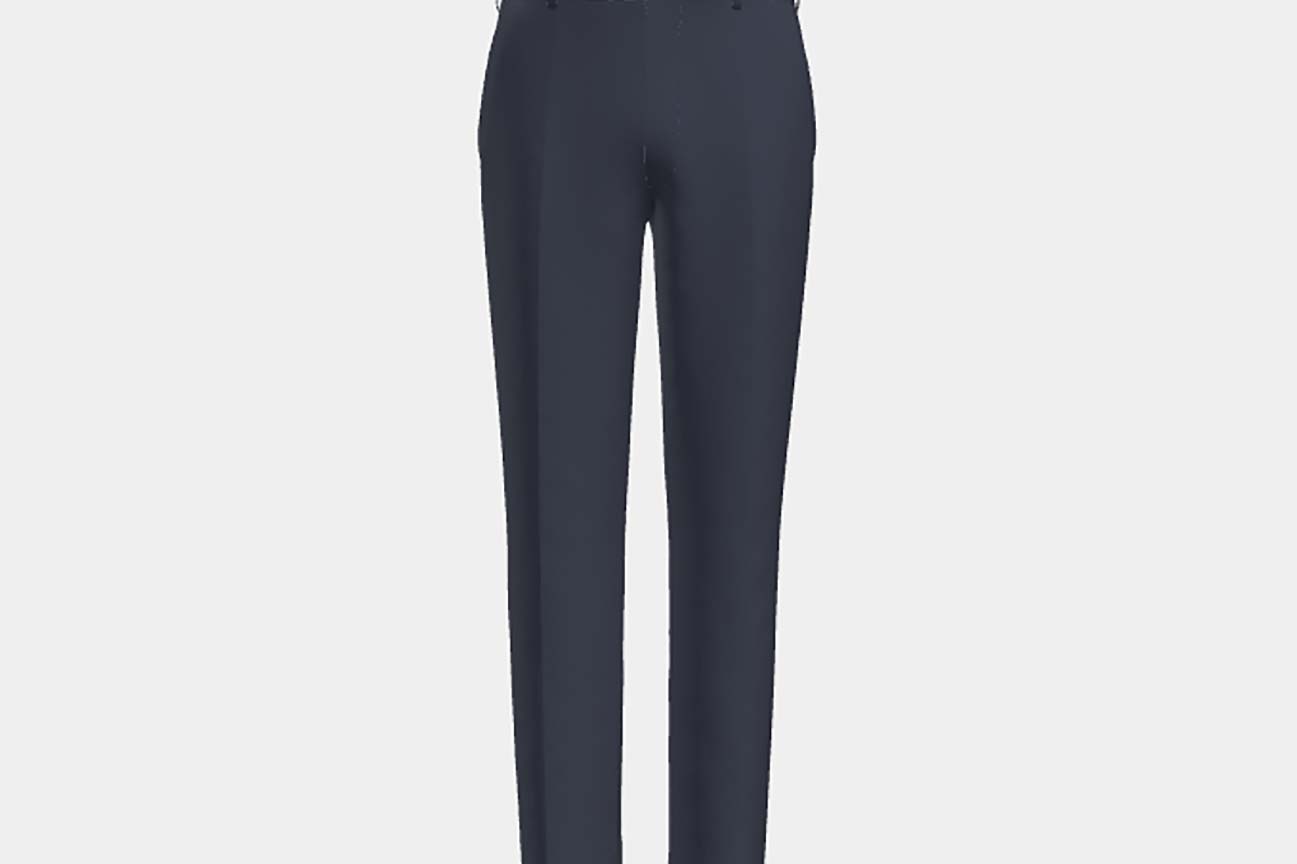 Pantalone su misura lana e seta 150s blu Caccioppoli