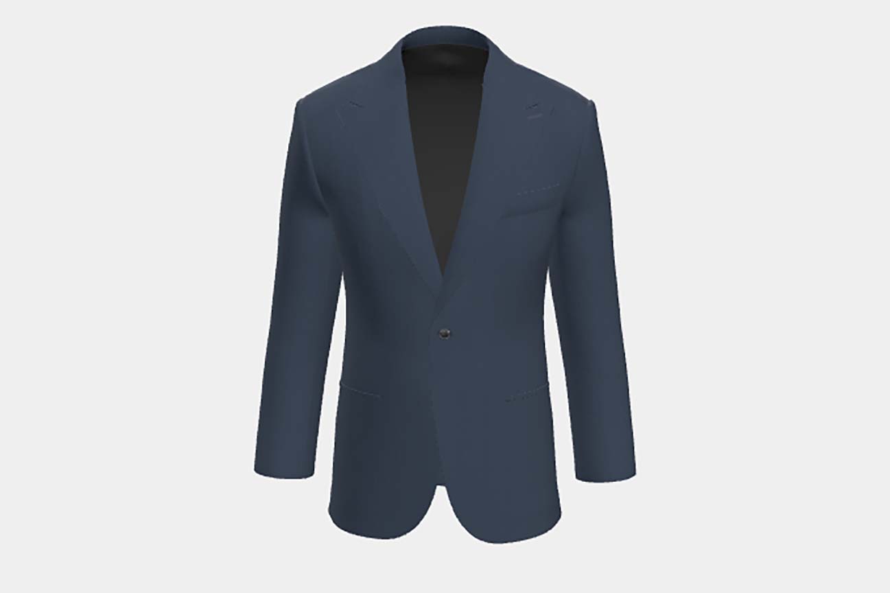 Veste en laine solaro 130s sur mesure en bleu Caccioppoli