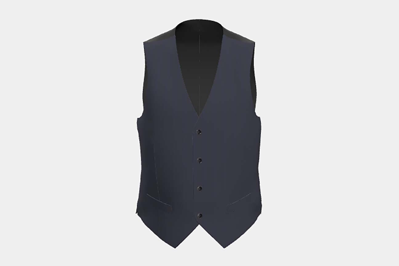 Made to measure 150s blue wool and silk waistcoat Caccioppoli