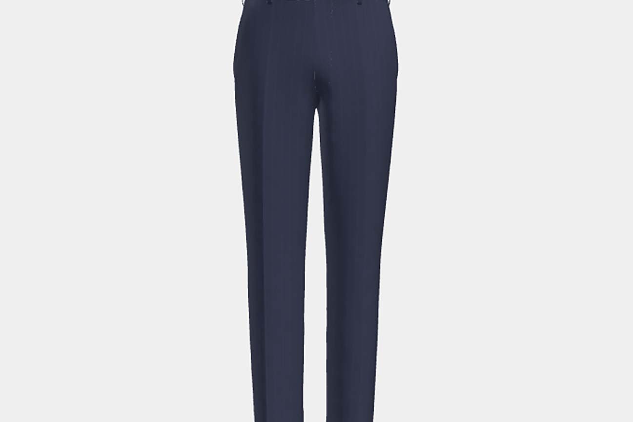 Pantalon ajusté en laine bleu à fines rayures années 130 Caccioppoli