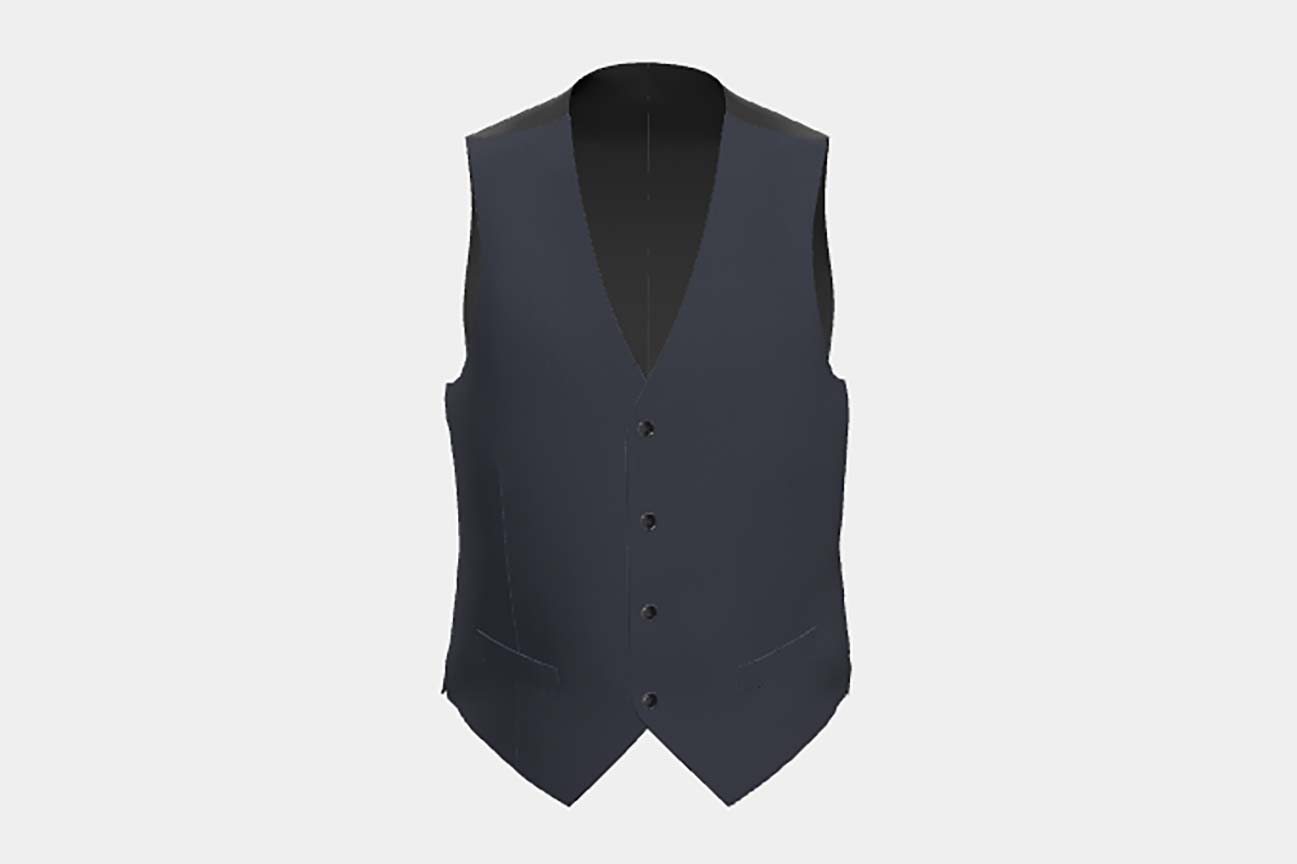 Gilet en laine bleue solaro années 130 sur mesure Caccioppoli