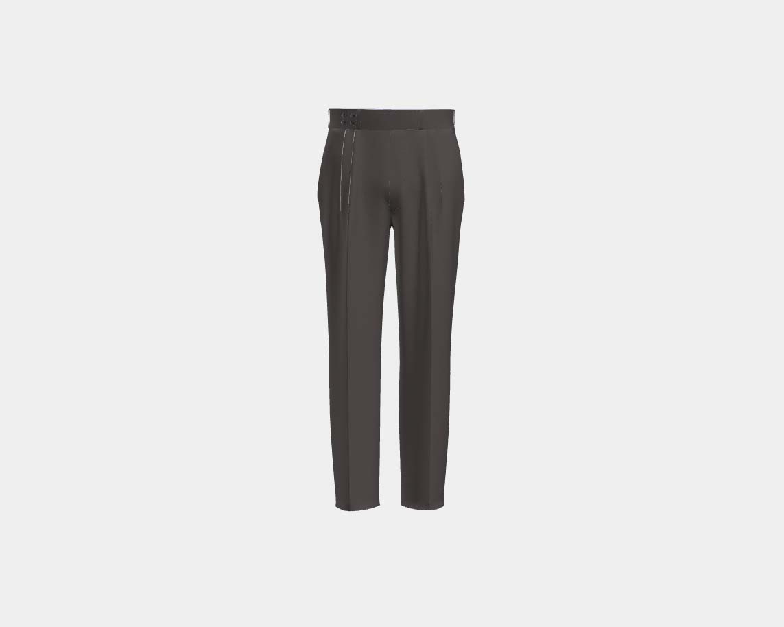 Caccioppoli brown 150s wool and silk tailored trousers with band