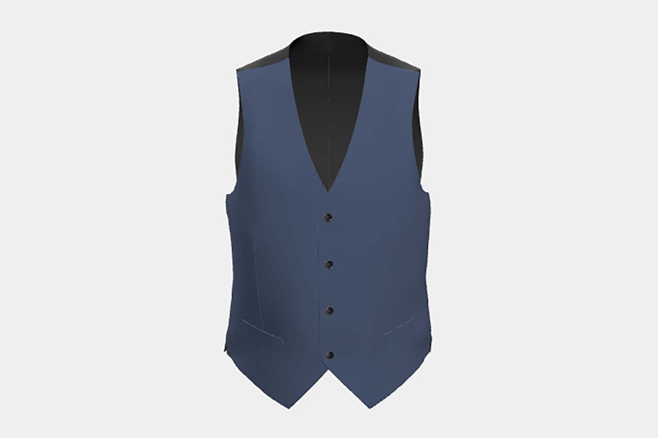 Made to measure 150s blue wool and silk waistcoat Caccioppoli