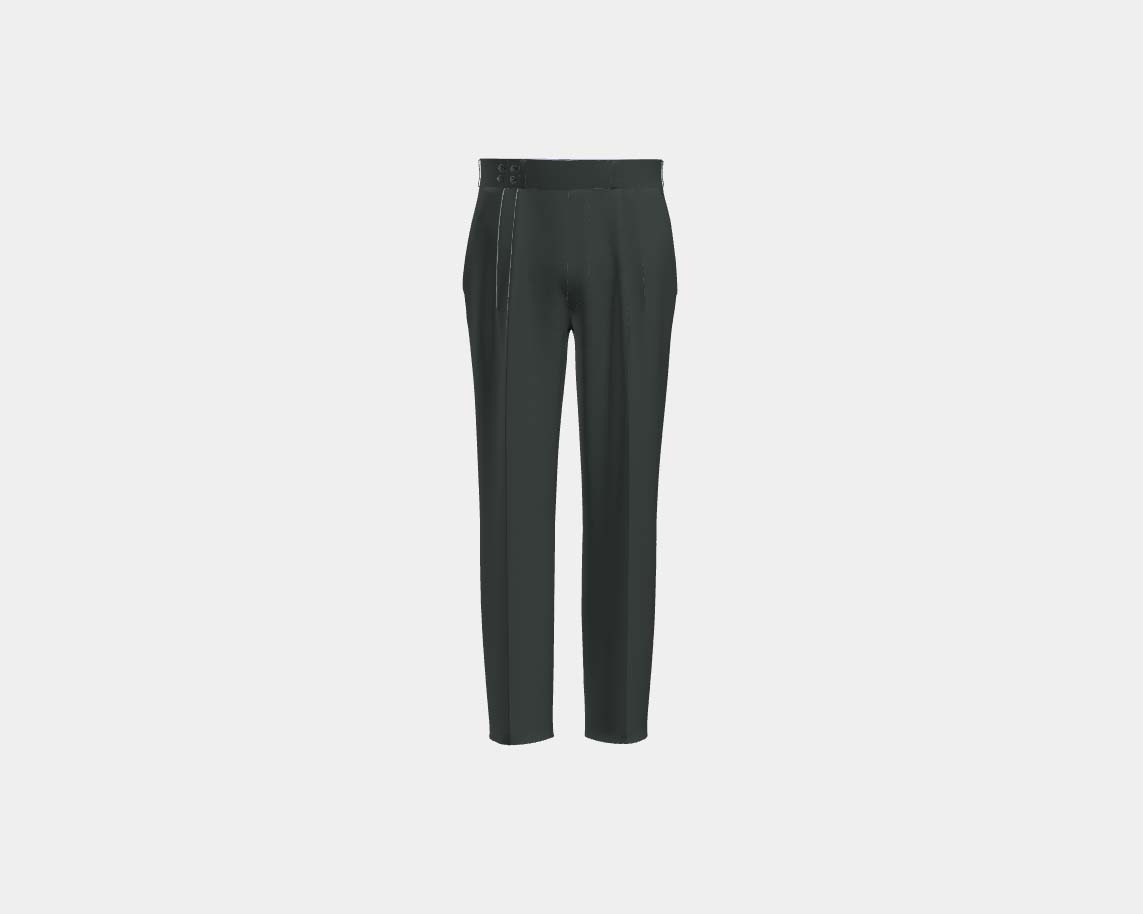 Caccioppoli green 130s wool tailored trousers with band