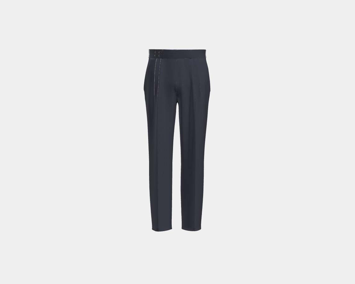 Pantalone con fascia su misura lana e seta 150s blu Caccioppoli
