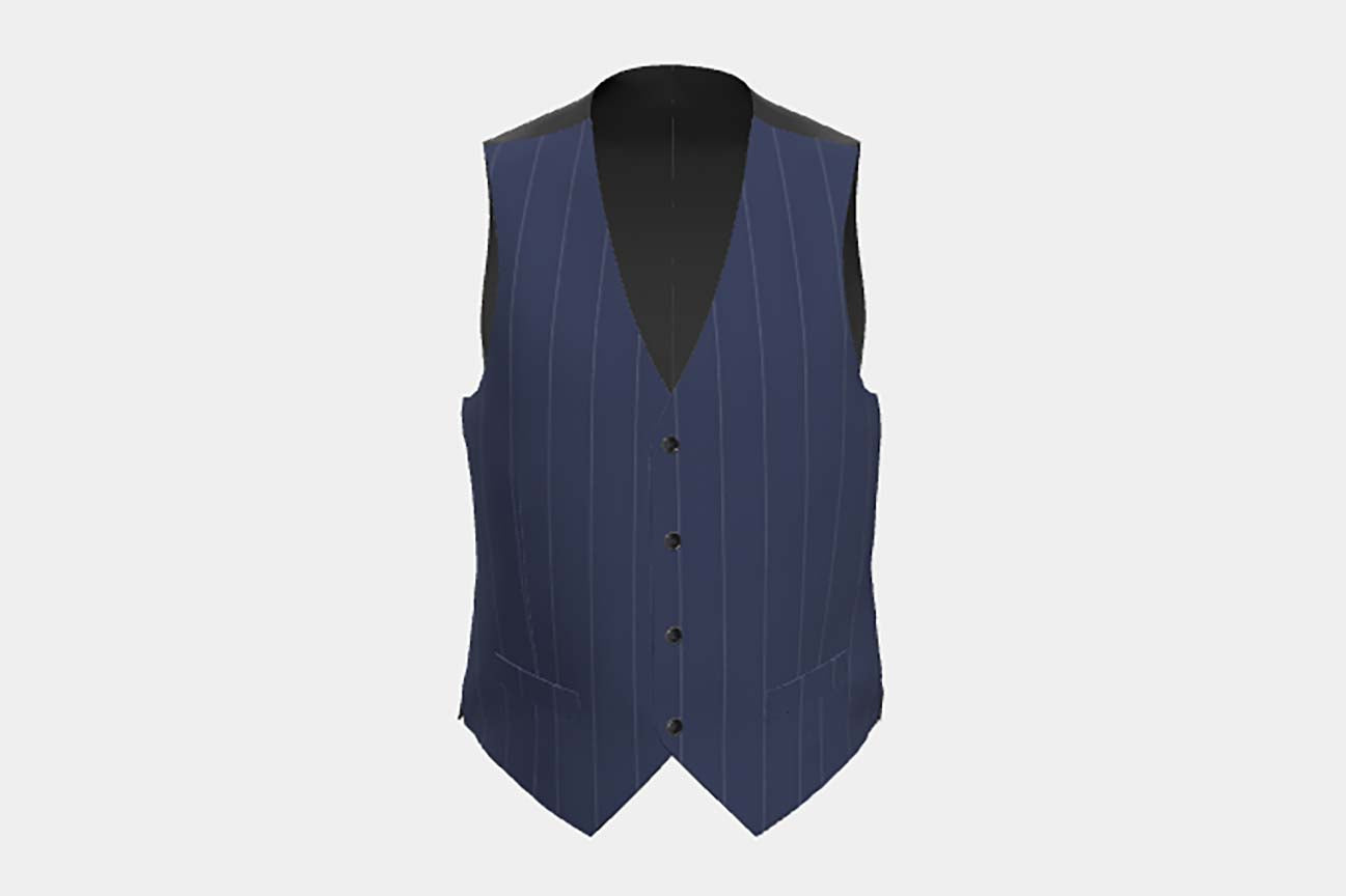 Tailored 130s wool waistcoat with blue pinstripe Caccioppoli