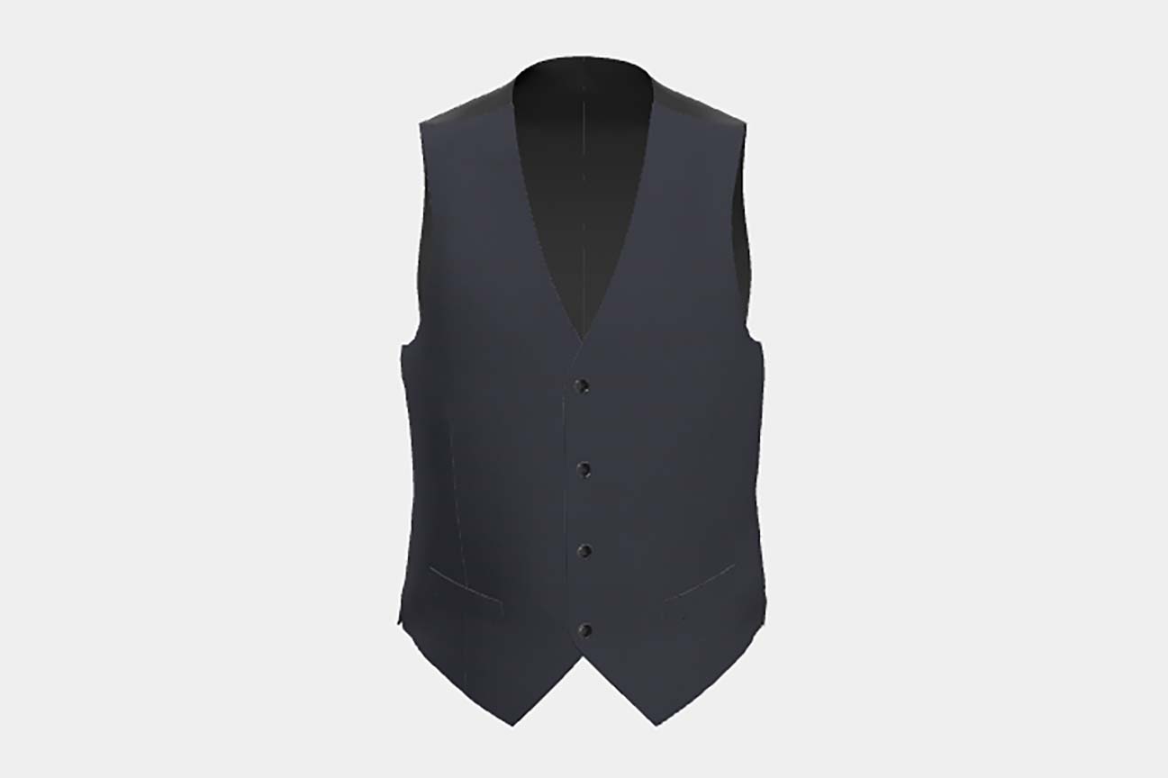 Bespoke 130s wool vest with blue window Caccioppoli