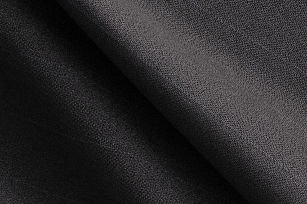 Pantalon tailleur en laine et soie gris années 150 Caccioppoli avec bande