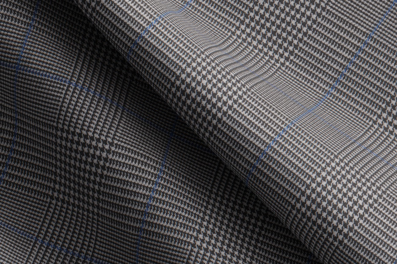 Costume sur mesure en laine Prince de Galles blanc années 130 Caccioppoli