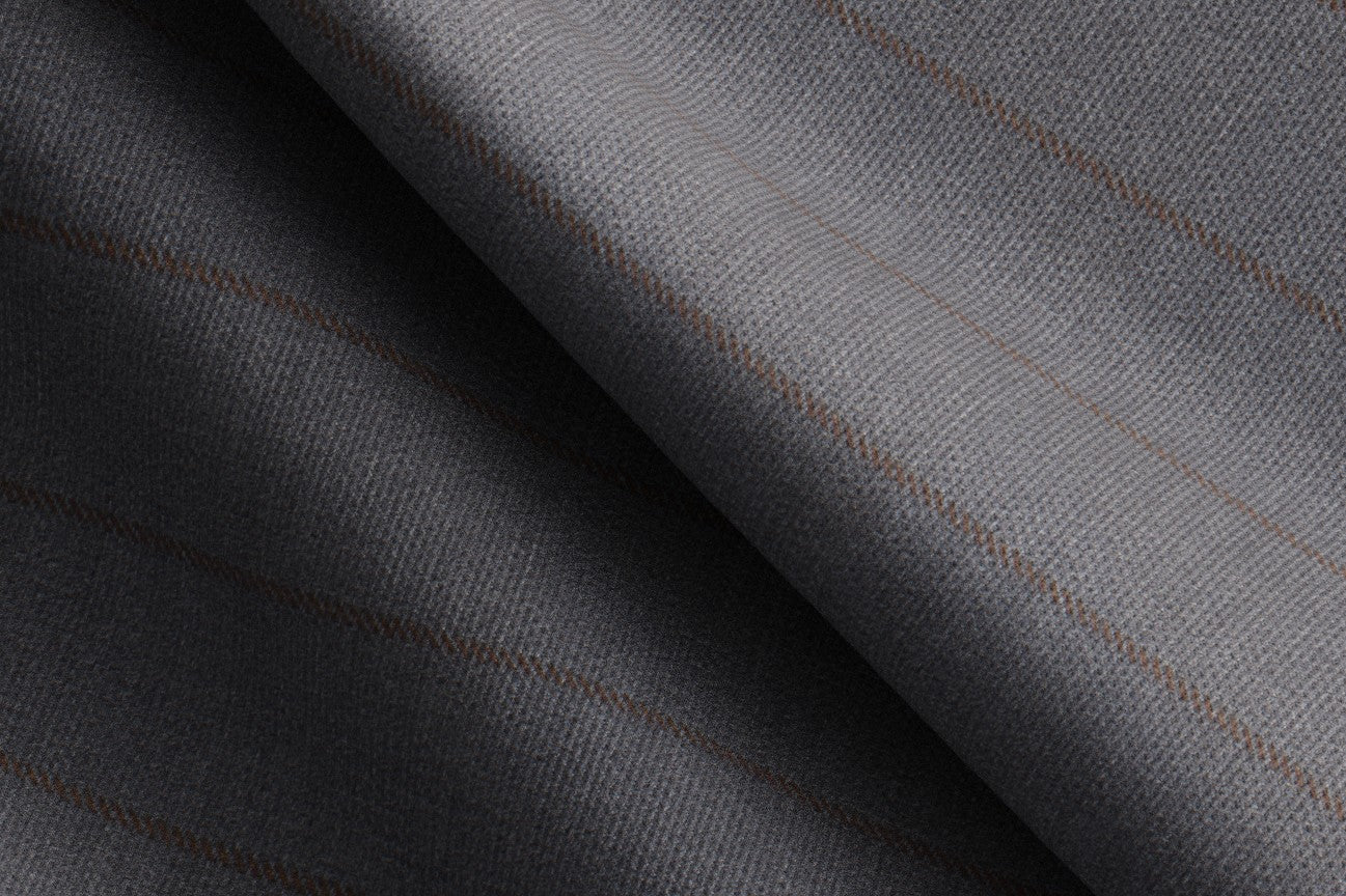 Gray pinstriped 130s wool tailored suit Caccioppoli