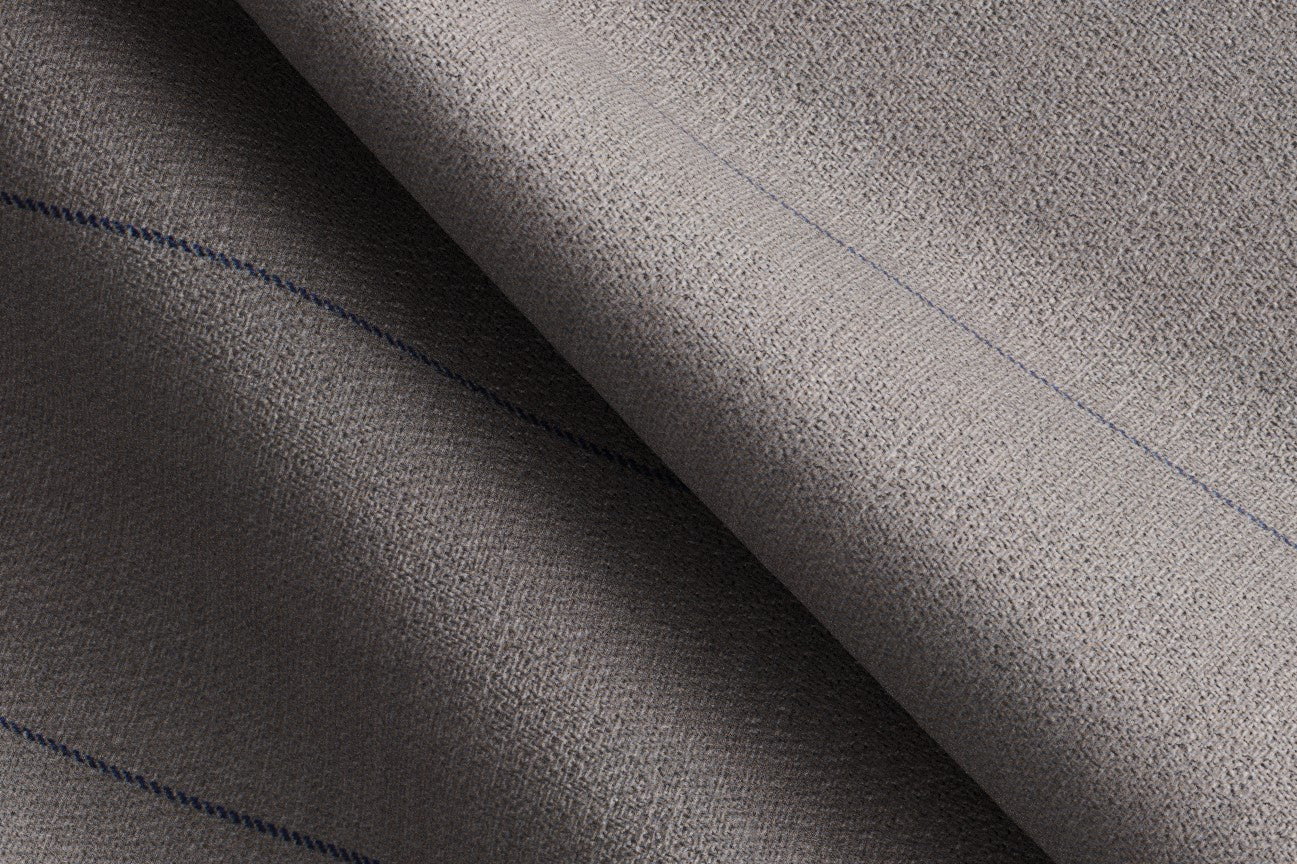 Pantalon tailleur en laine beige à fines rayures années 130 avec bande Caccioppoli