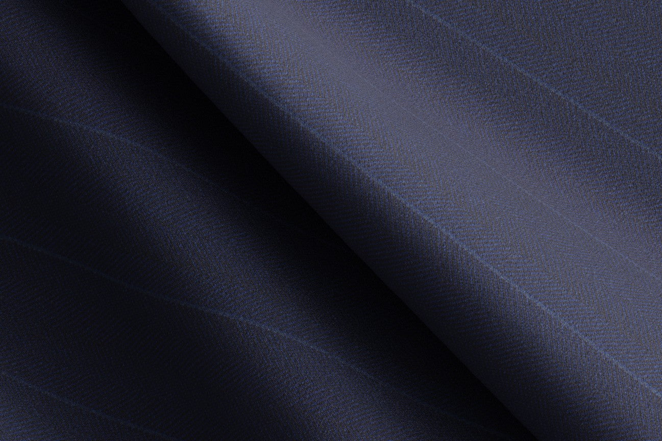 Gilet bleu en laine et soie sur mesure Solaro années 150 Caccioppoli