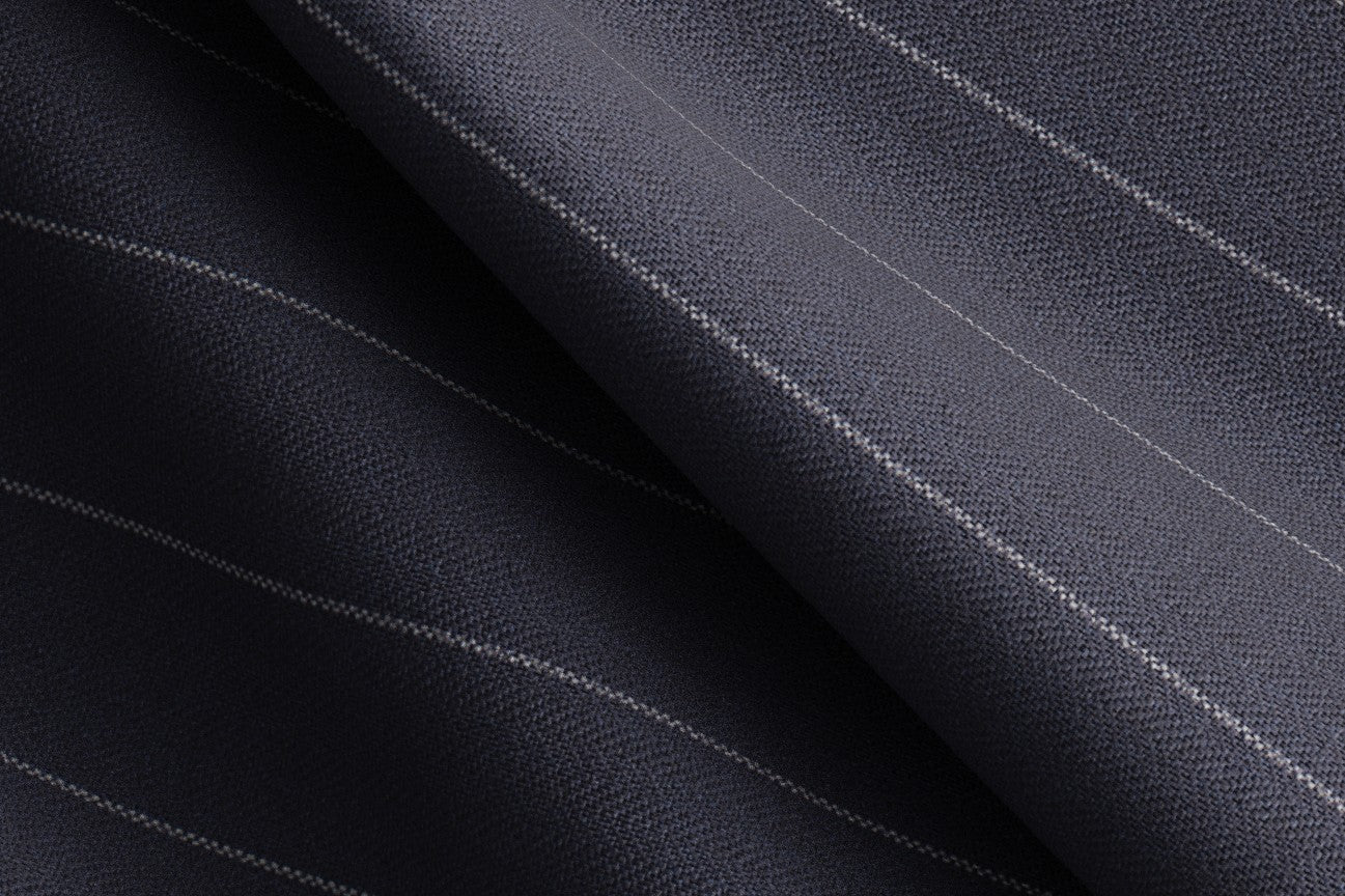 Pantalon tailleur en laine bleu années 120 Canonico