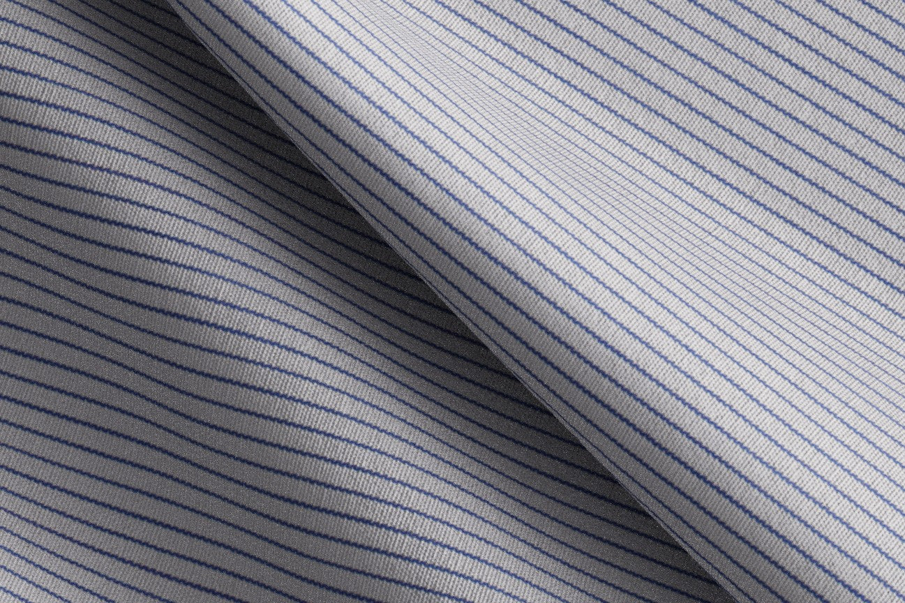Chemise ajustée en coton à rayures bleues