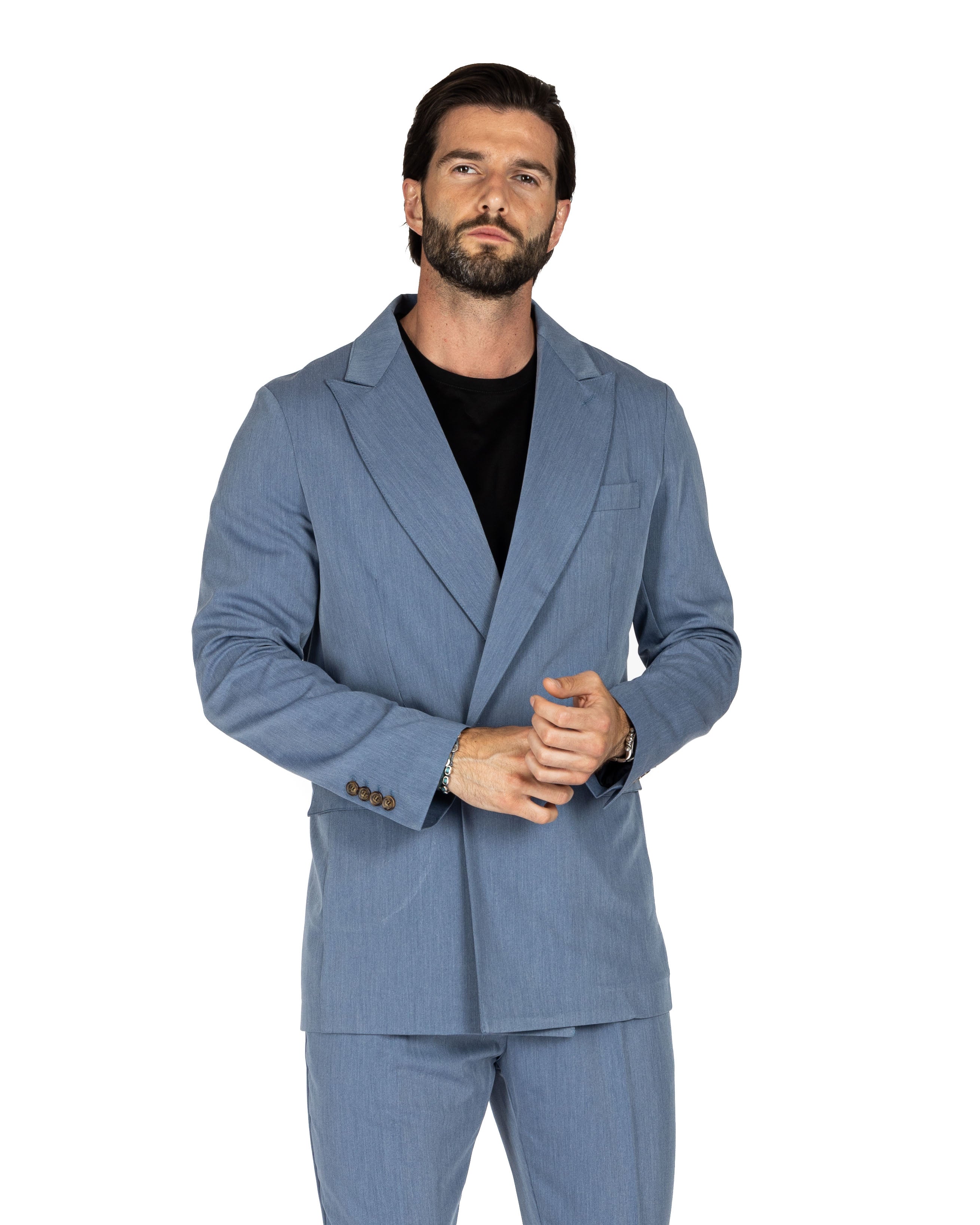 Italian 2.0 - light blue double-breasted jacket