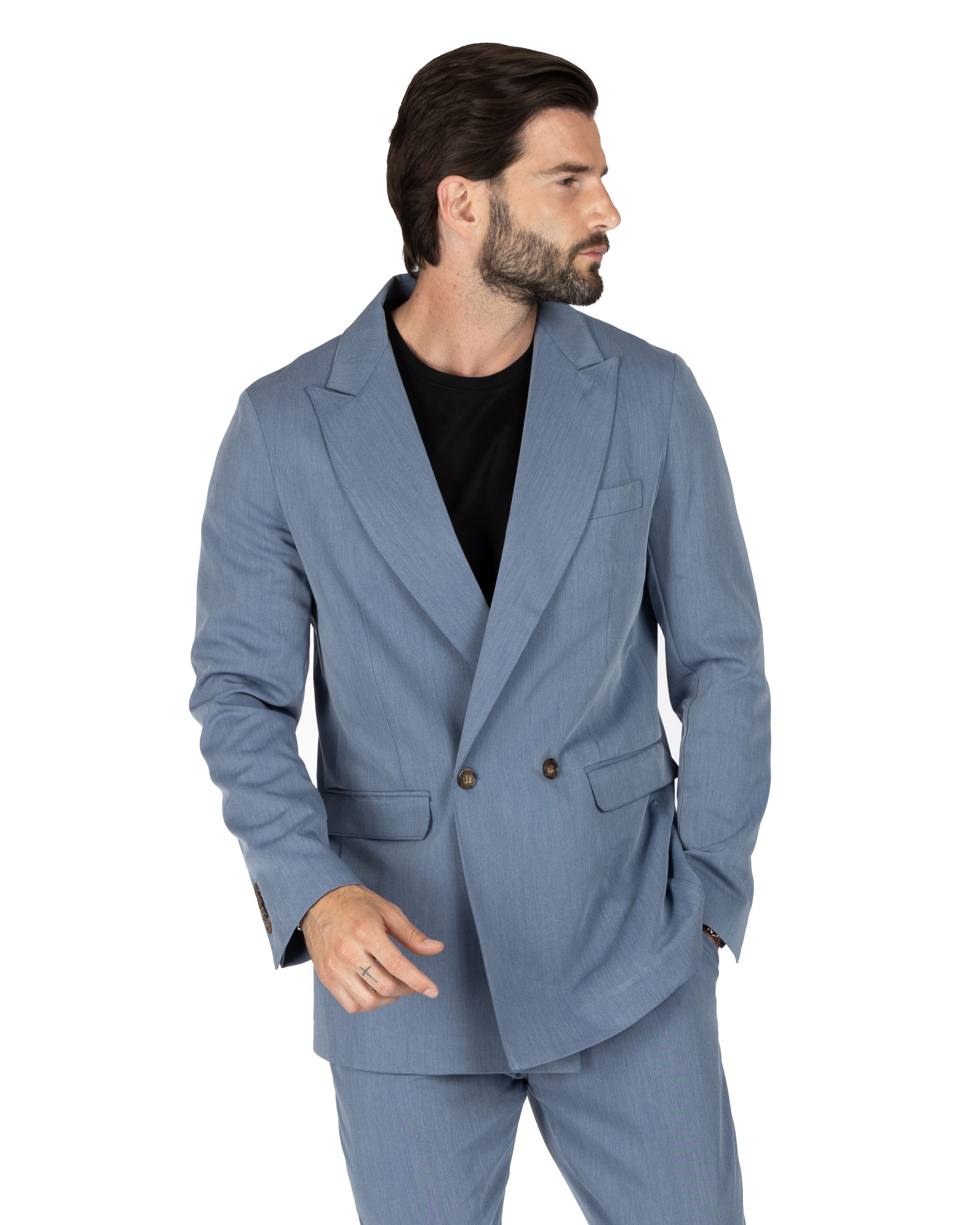 Italian 2.0 - light blue double-breasted jacket