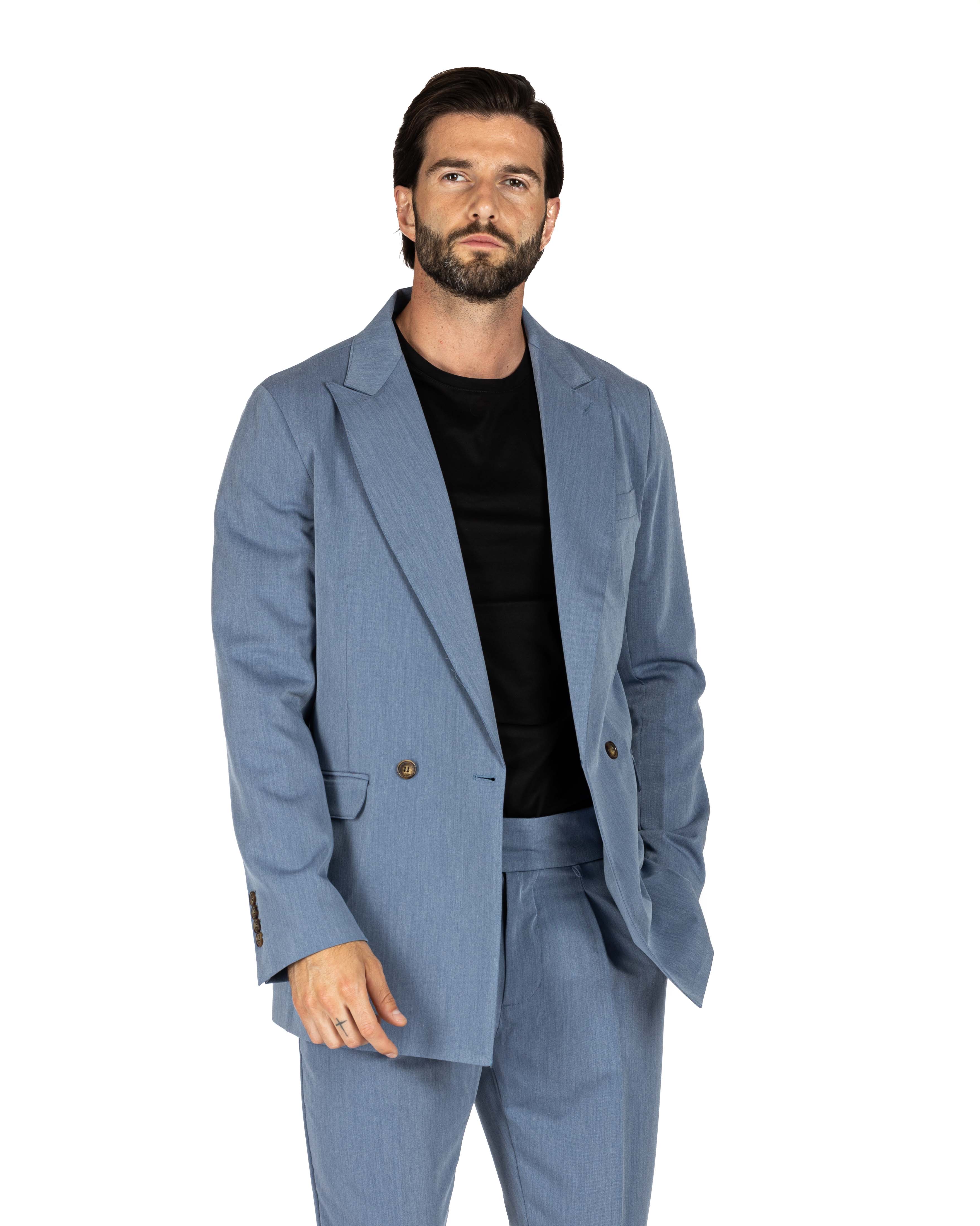 Italian 2.0 - light blue double-breasted jacket