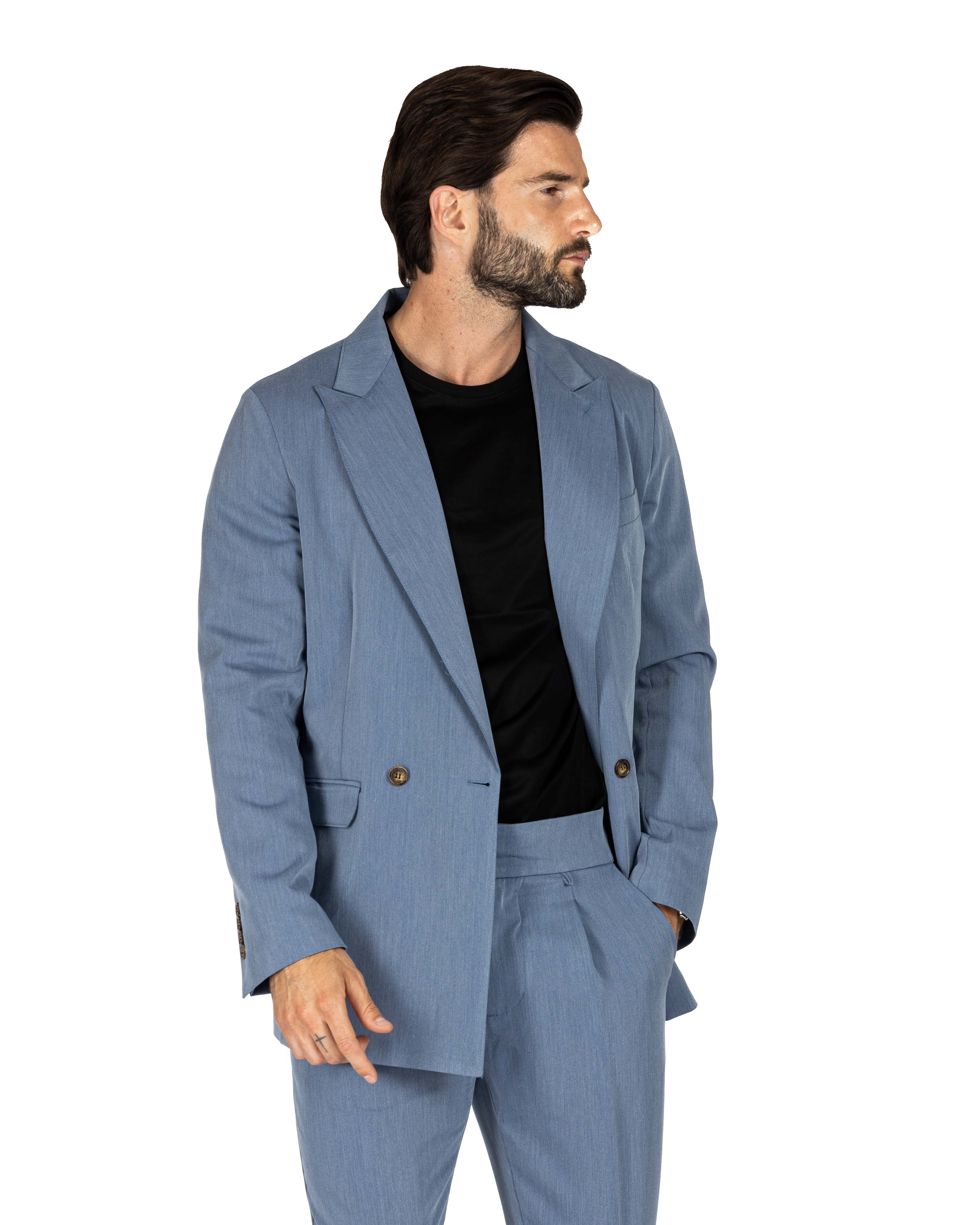 Italian 2.0 - light blue double-breasted jacket