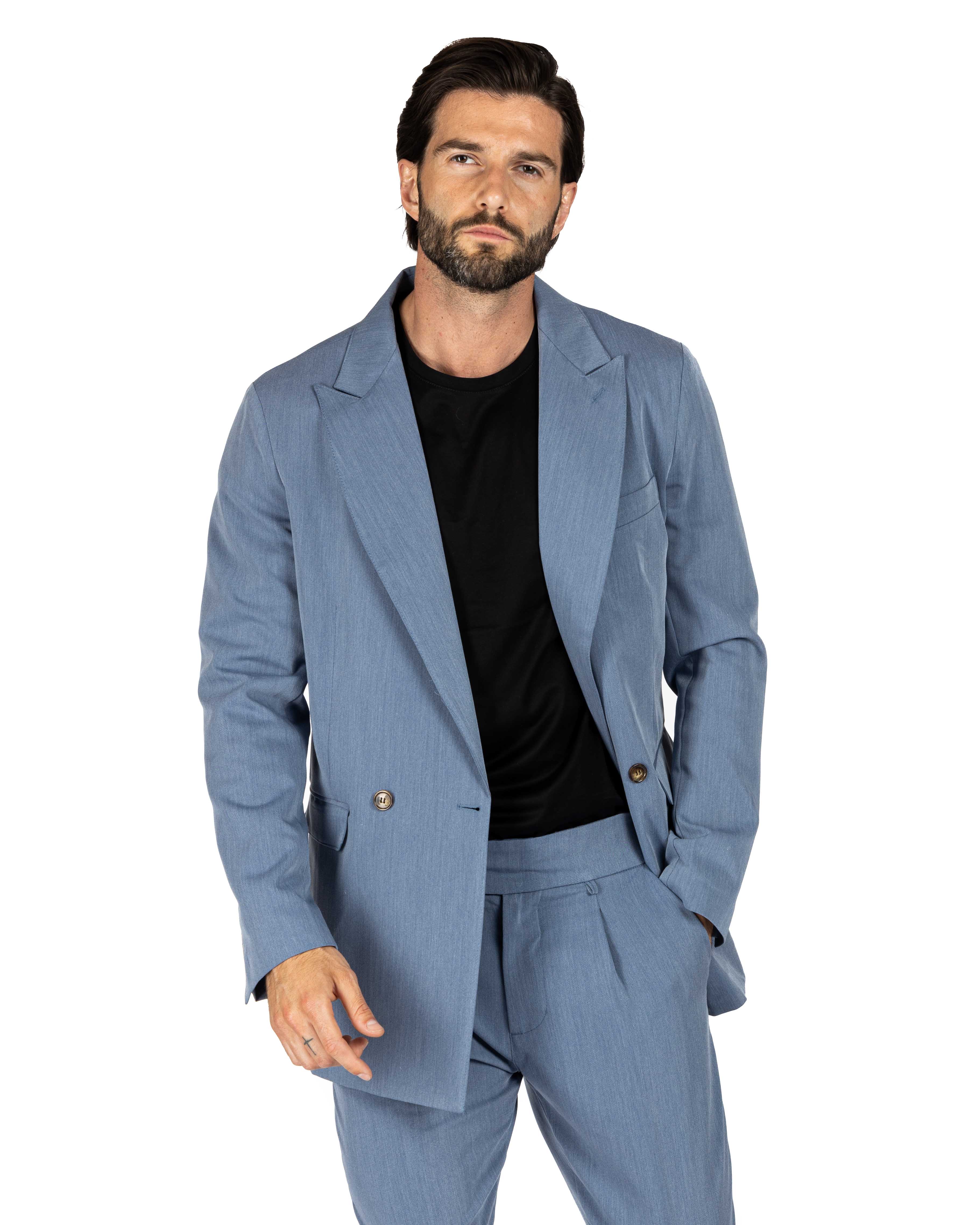 Italian 2.0 - light blue double-breasted jacket
