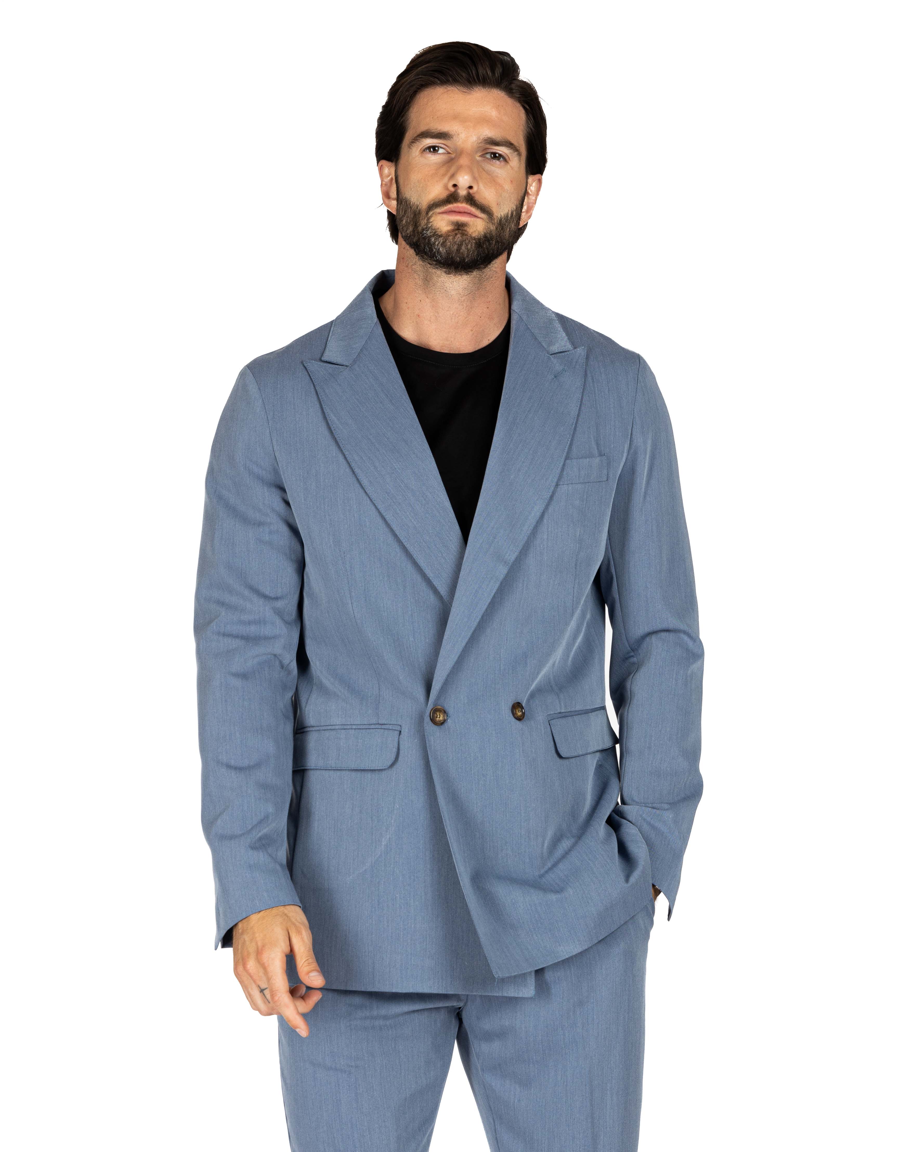 Italian 2.0 - light blue double-breasted jacket