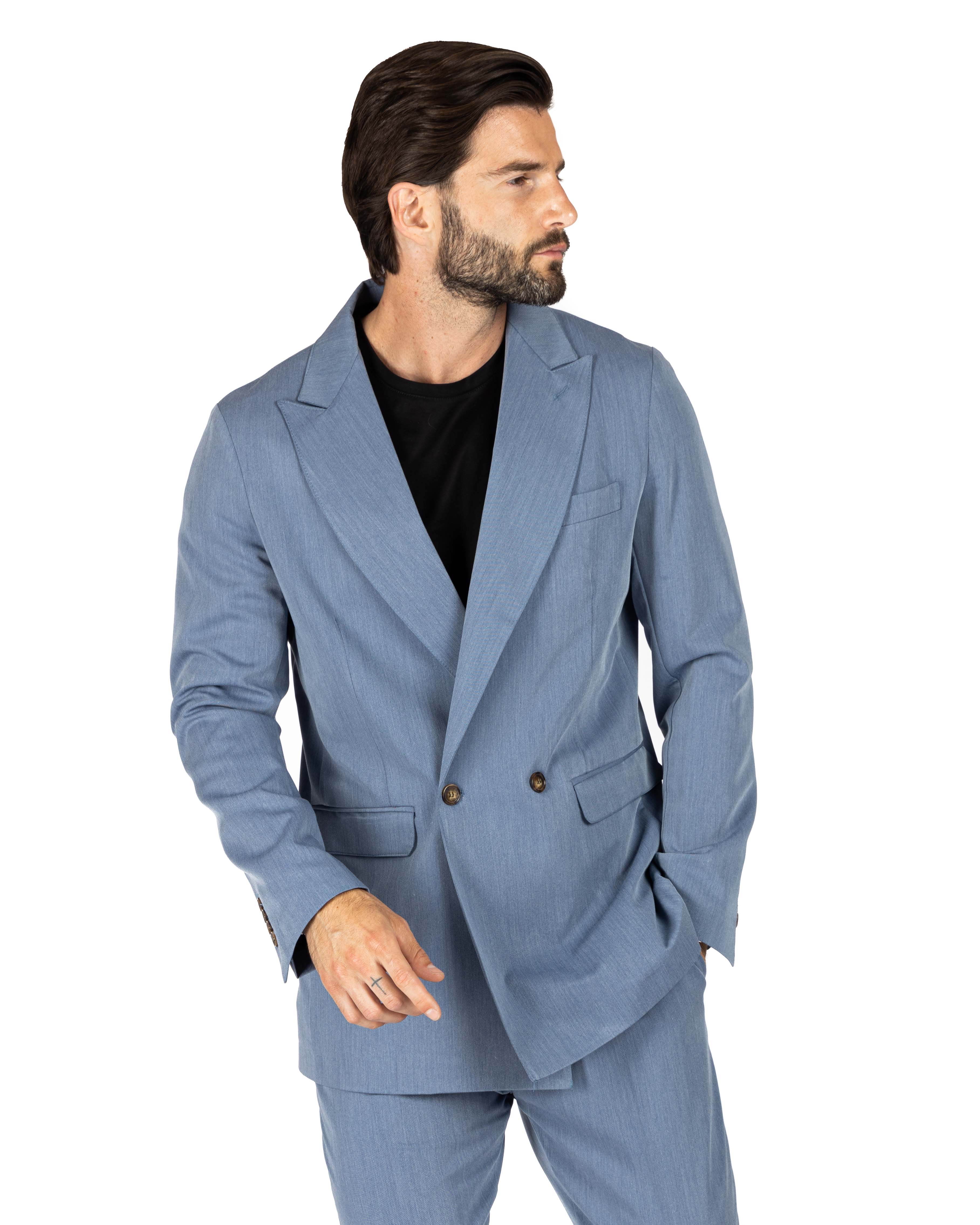 Italian 2.0 - light blue double-breasted jacket