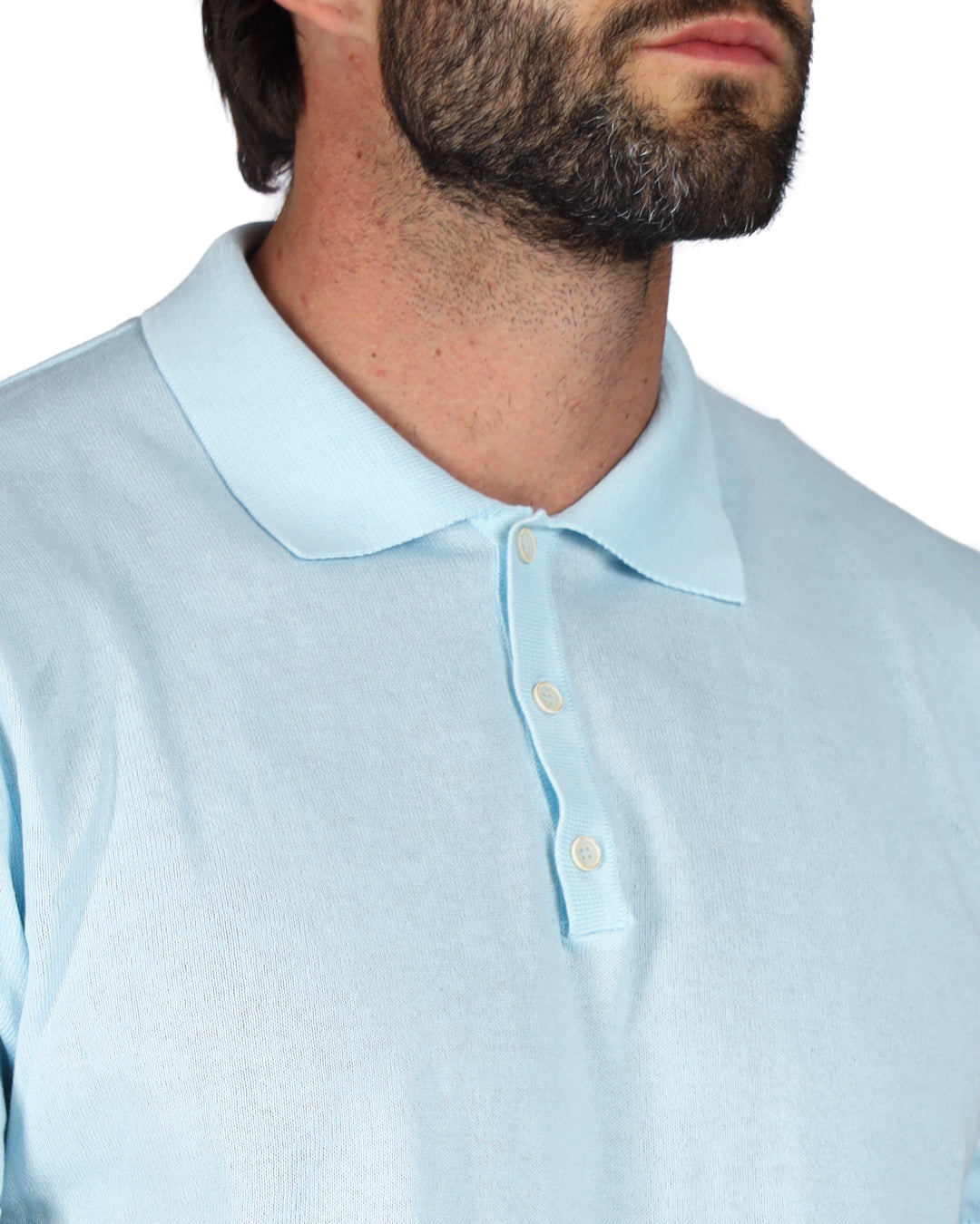 ROGER - LIGHT BLUE KNITTED POLO SHIRT