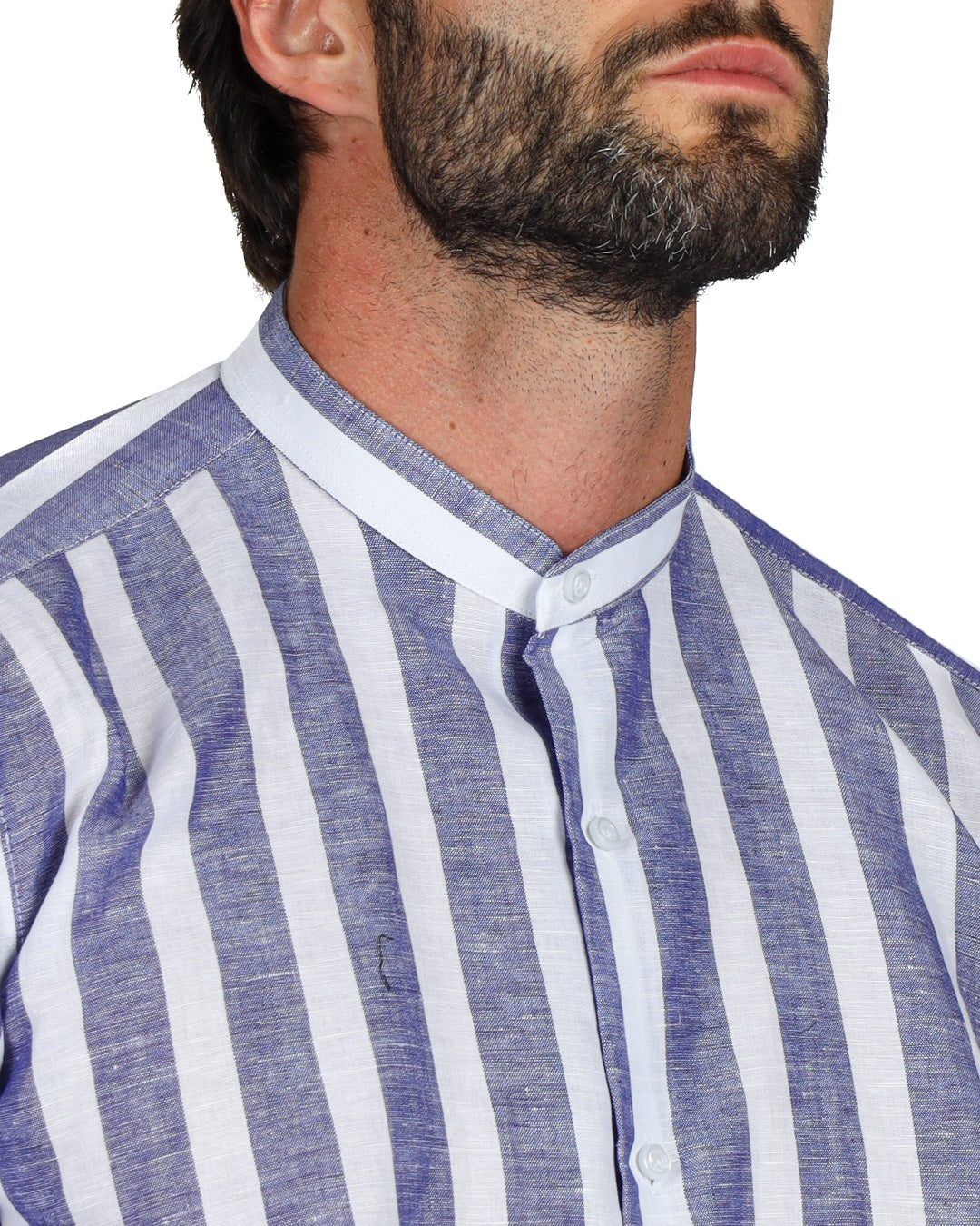 Amalfi - Korean shirt with maxi blue stripes