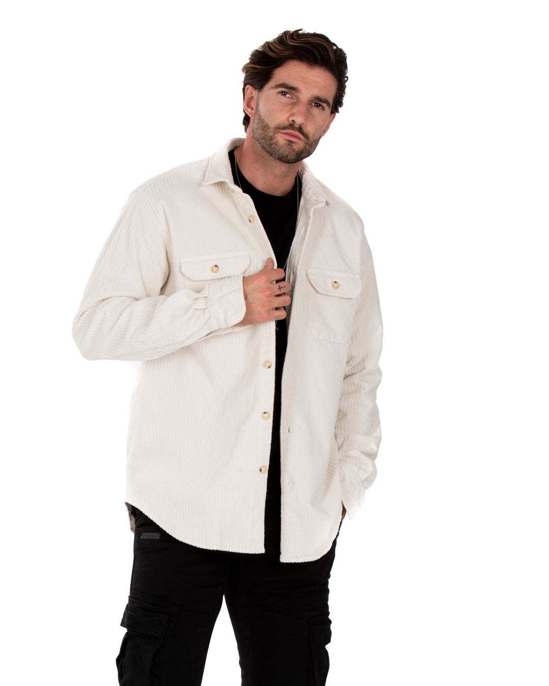 Atlantis - cream velvet shirt