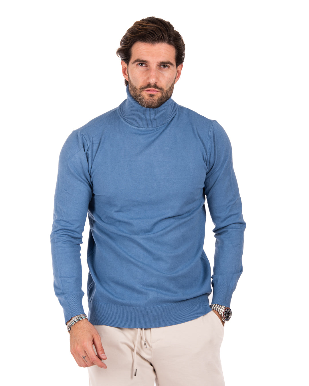 Basic denim turtleneck