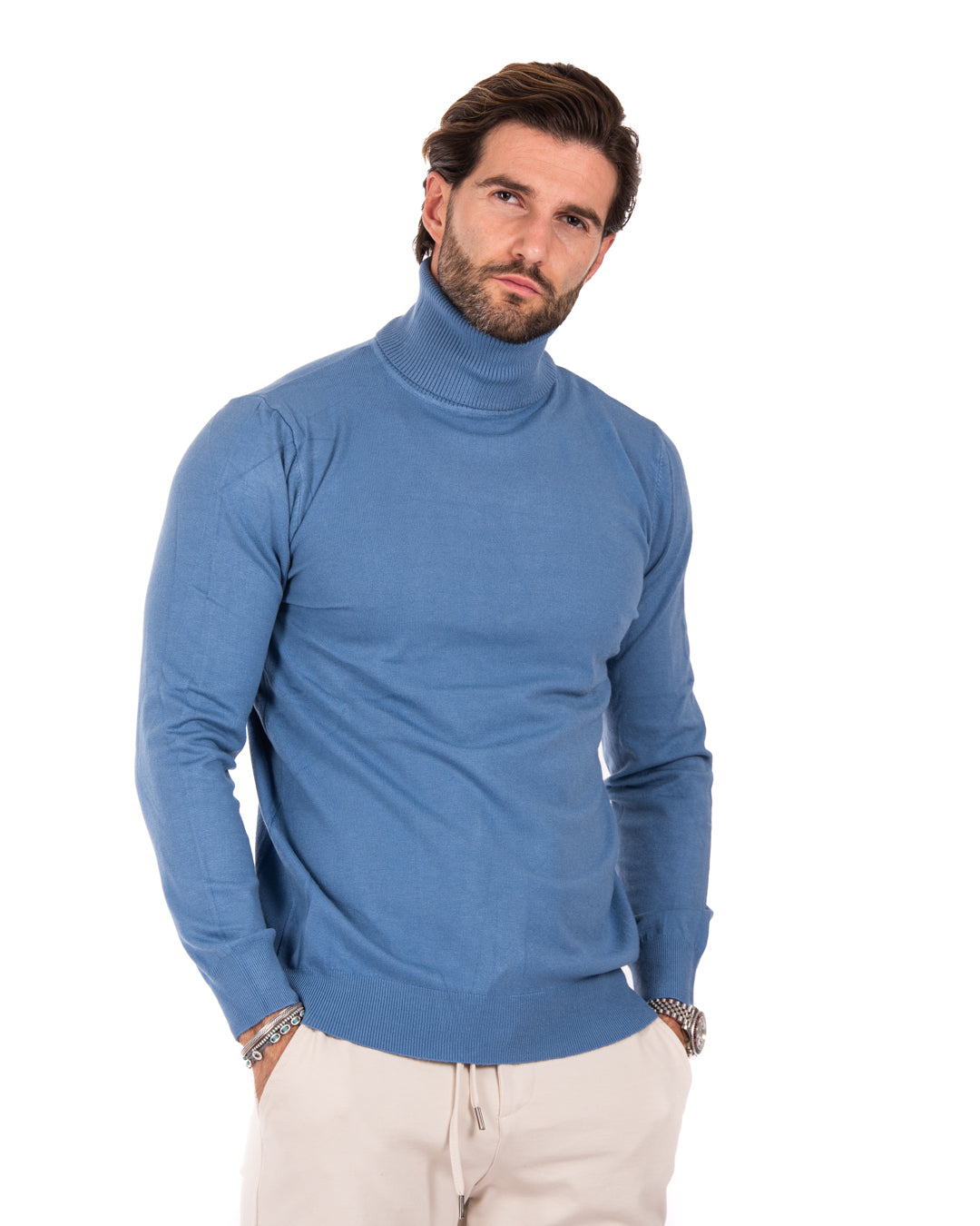 Basic denim turtleneck