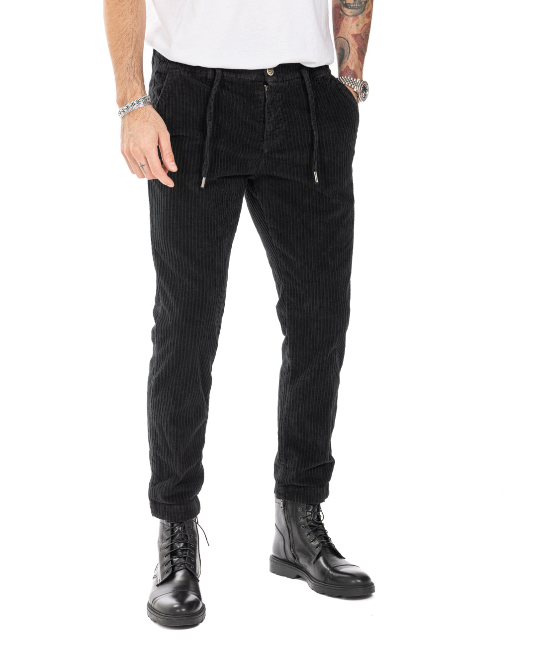 Kim - black rocker velvet trousers