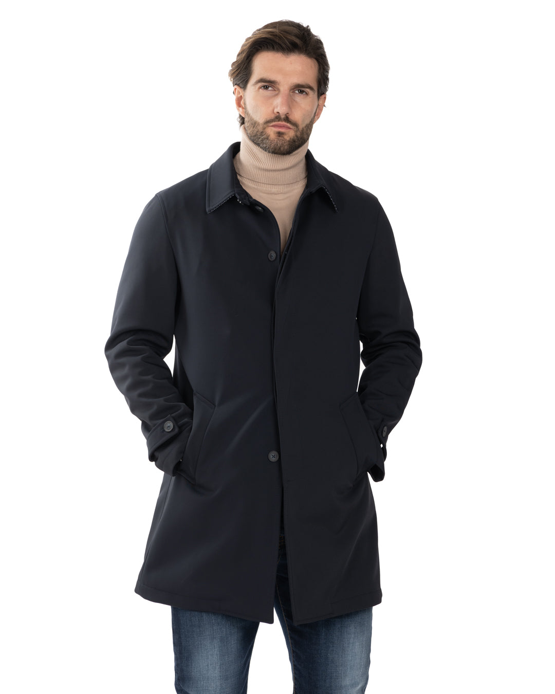 Tyler - blue technical trench coat