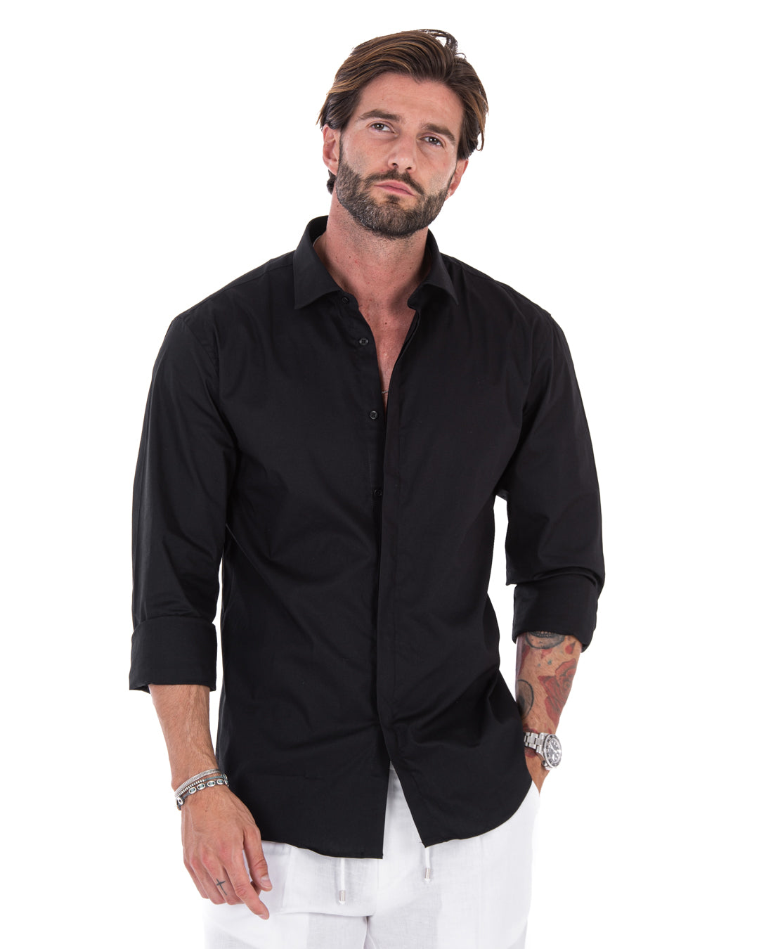 Chemise noire classique - basique en coton