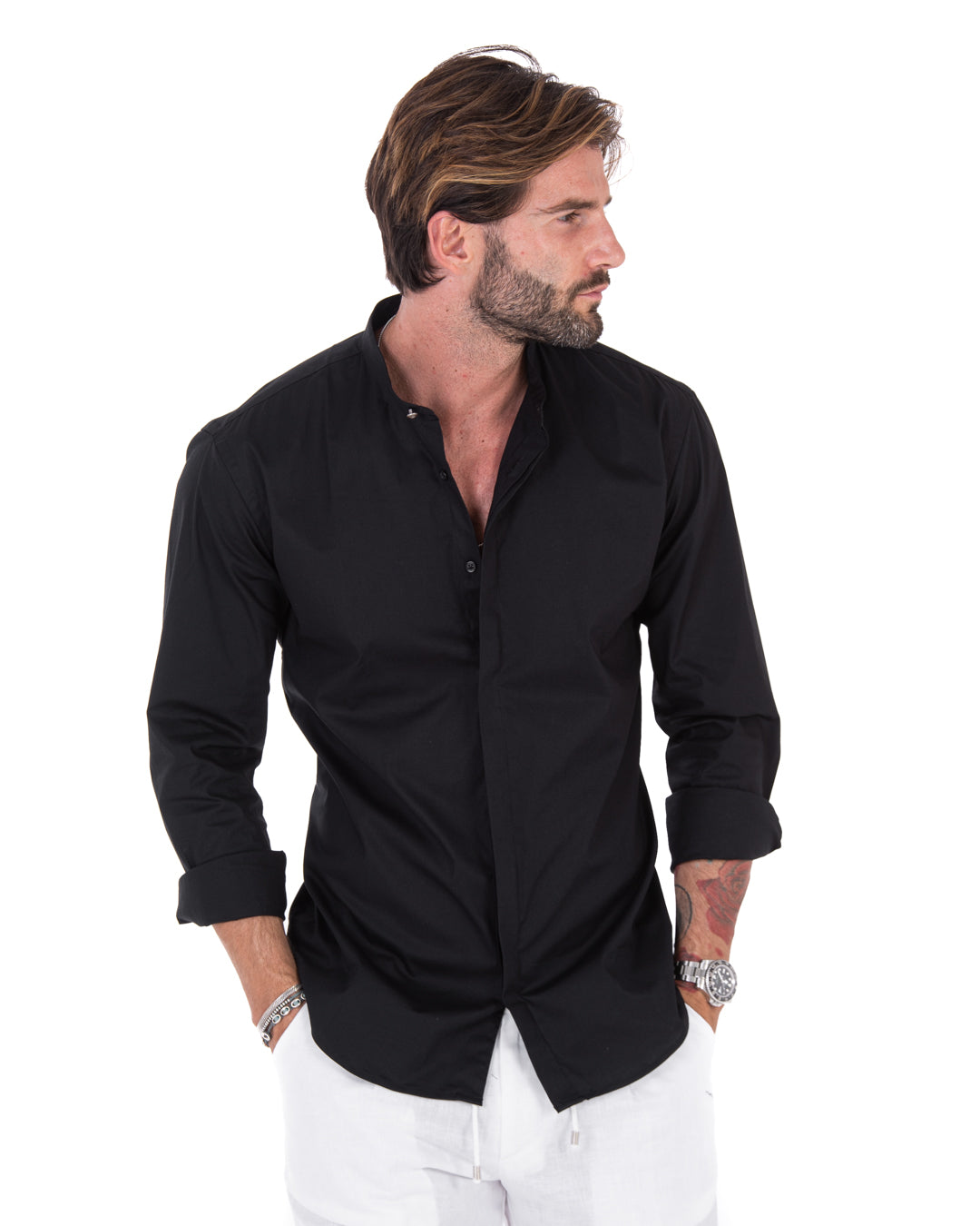 Chemise – basique coréenne noire en coton
