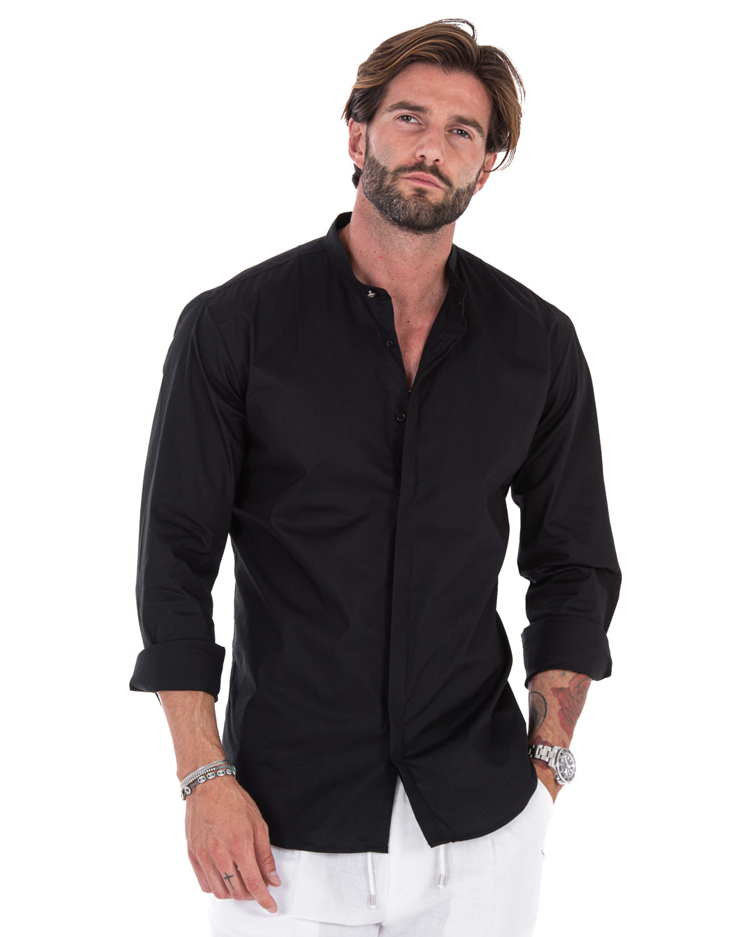 Chemise – basique coréenne noire en coton