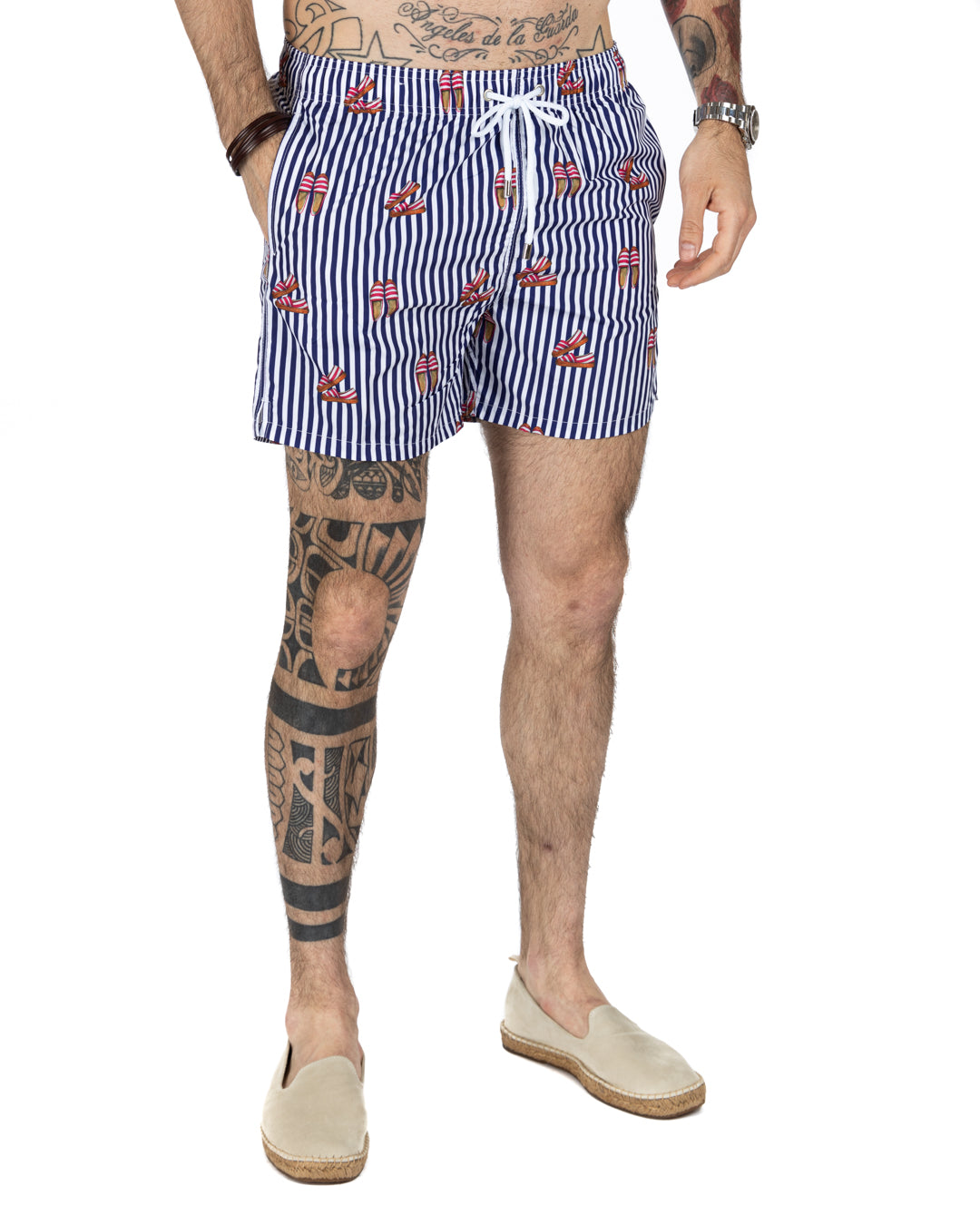 Costume da bagno - Fantasia espadrillas riga blu