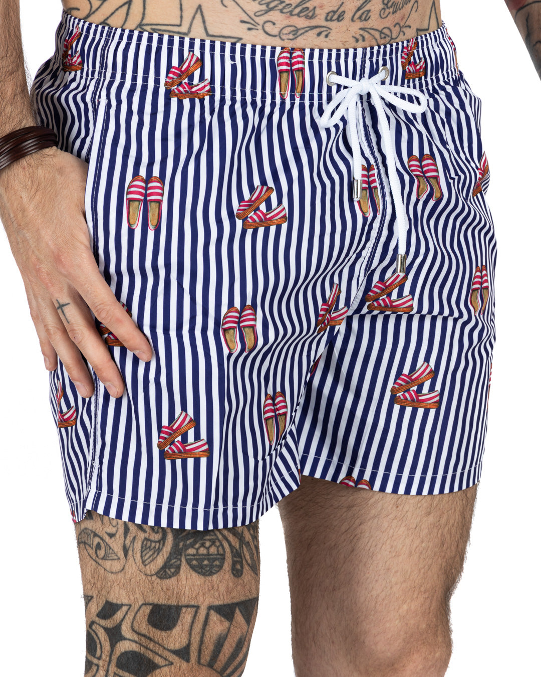 Costume da bagno - Fantasia espadrillas riga blu