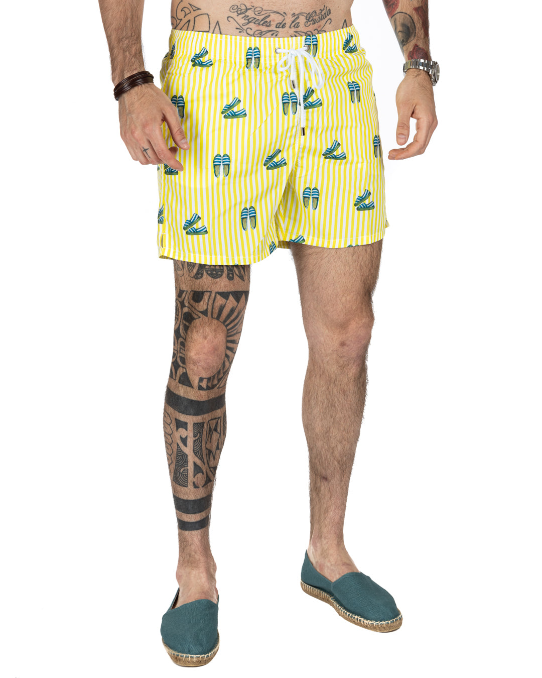 Costume da bagno - Fantasia espadrillas riga gialla