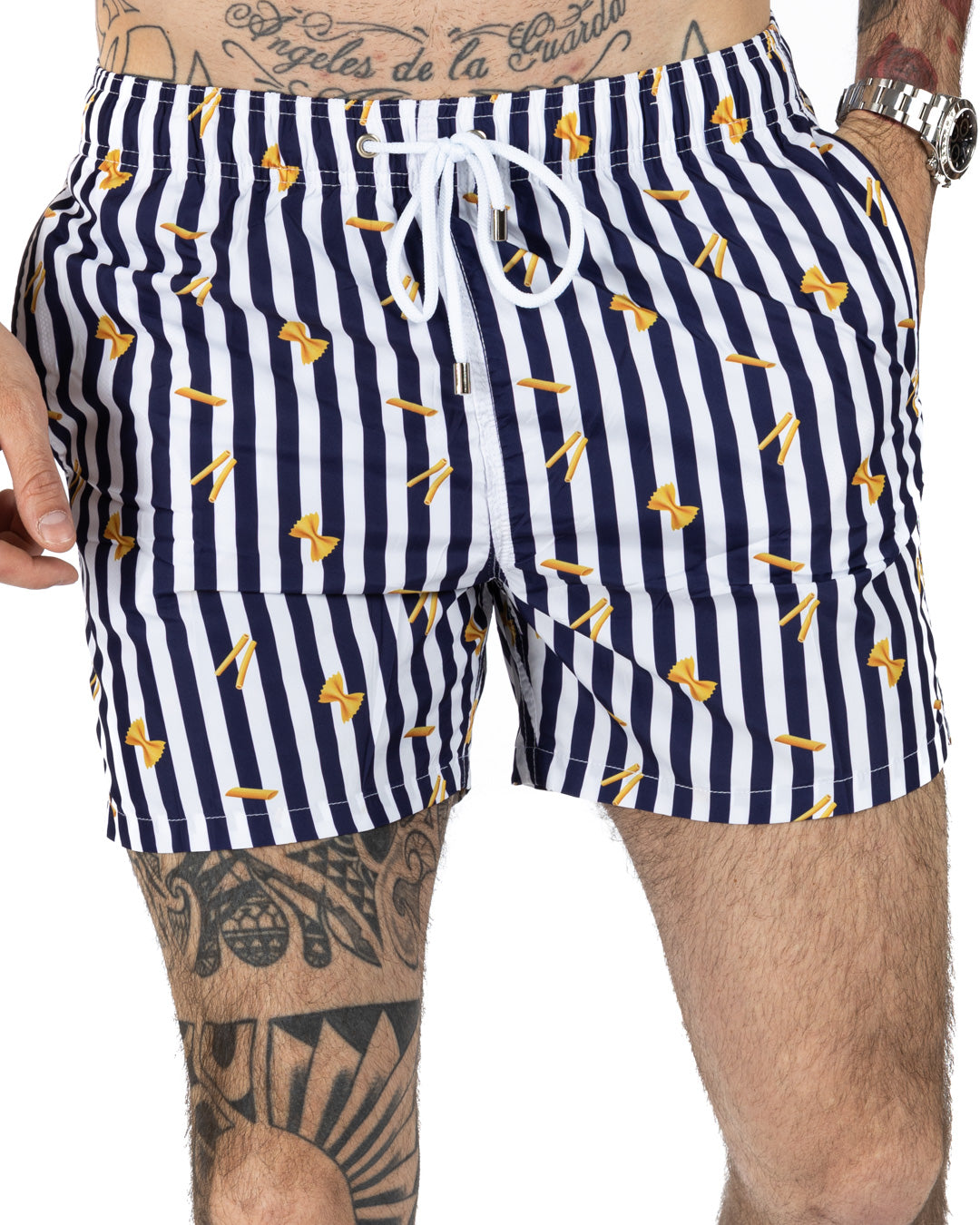 Swimsuit - Blue striped paste pattern