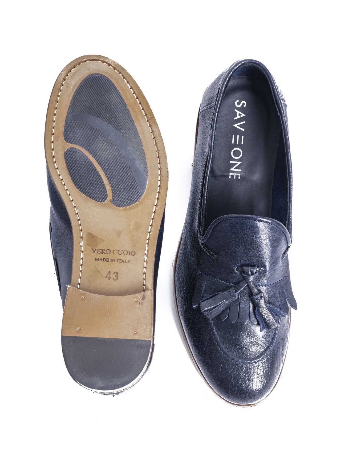 Pablo - blue moccasin with fringe and tassel