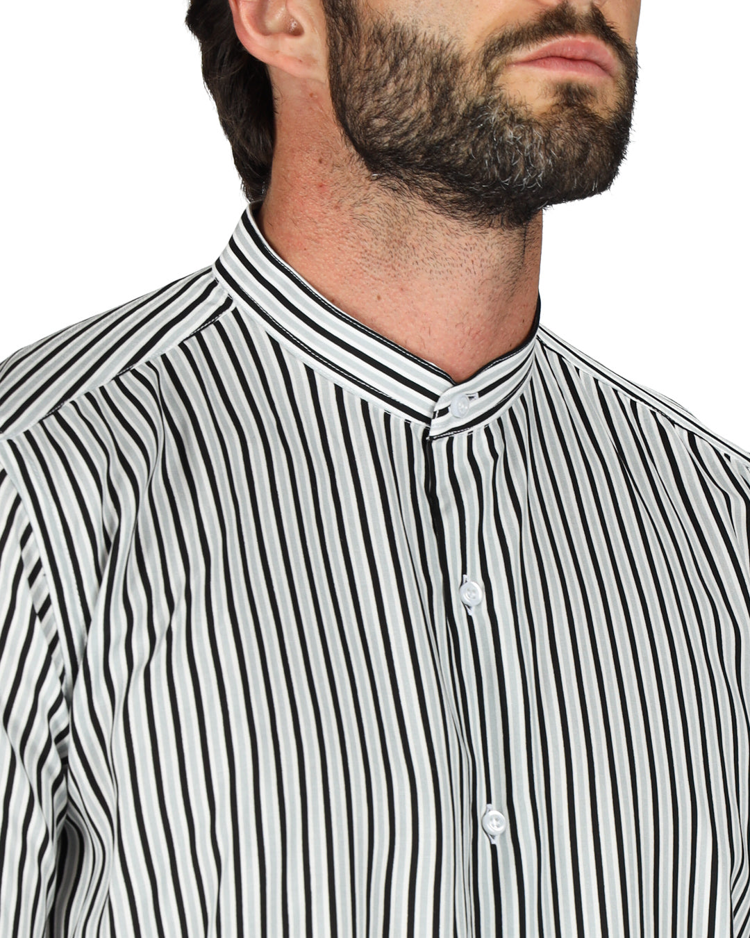 Grenada - Gray striped patterned Korean shirt
