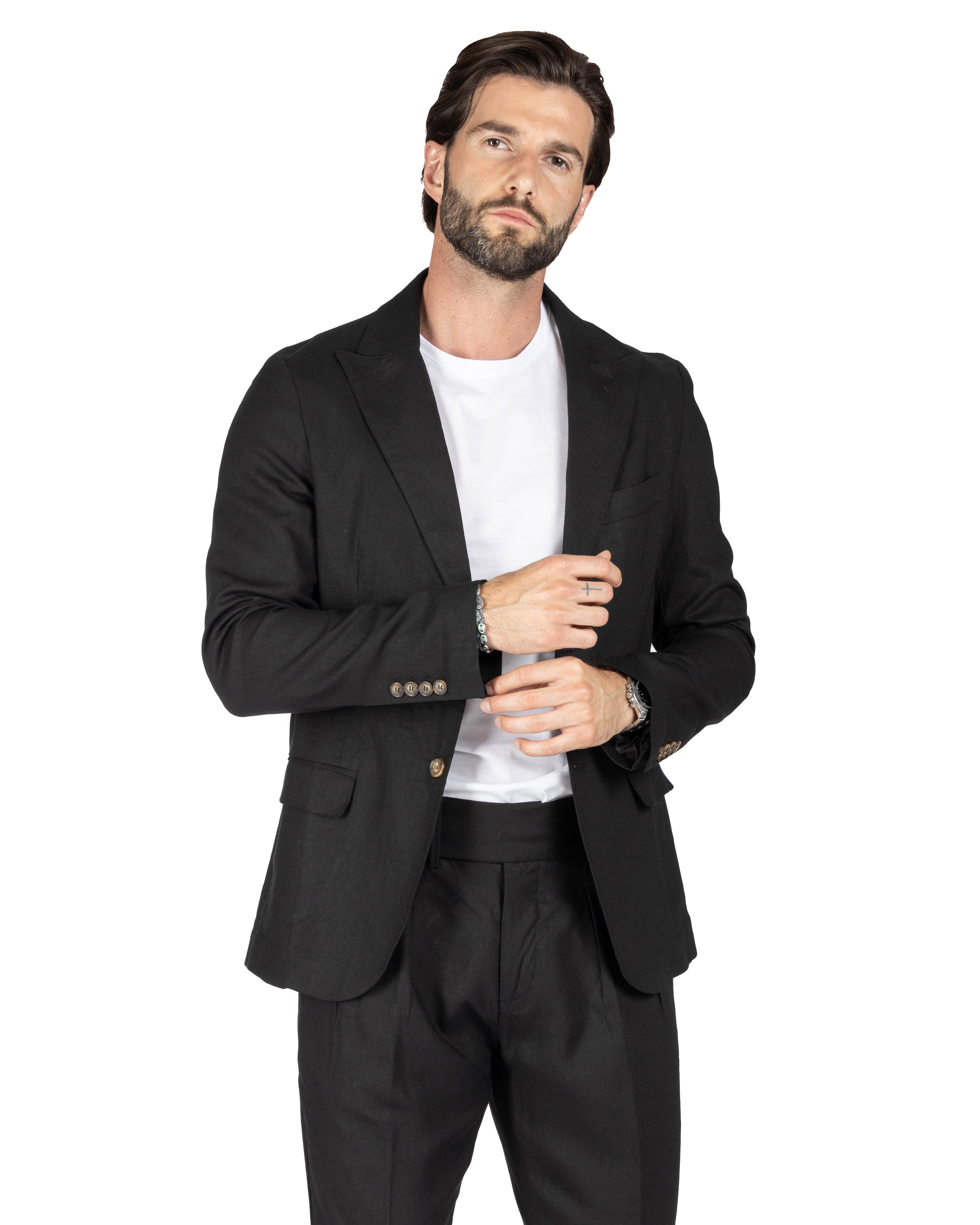 James - Black linen jacket