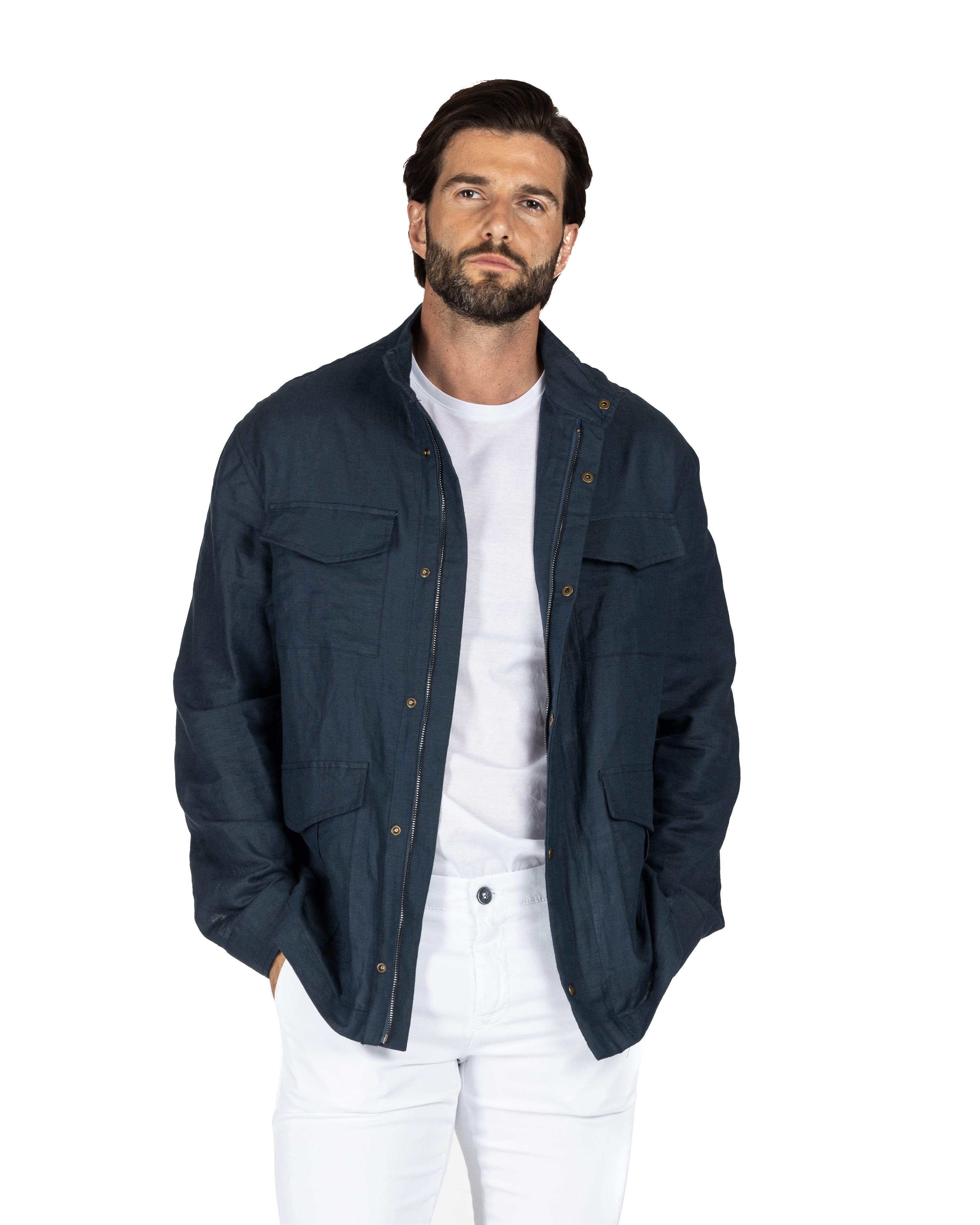 Saharan - 4 blue linen pockets