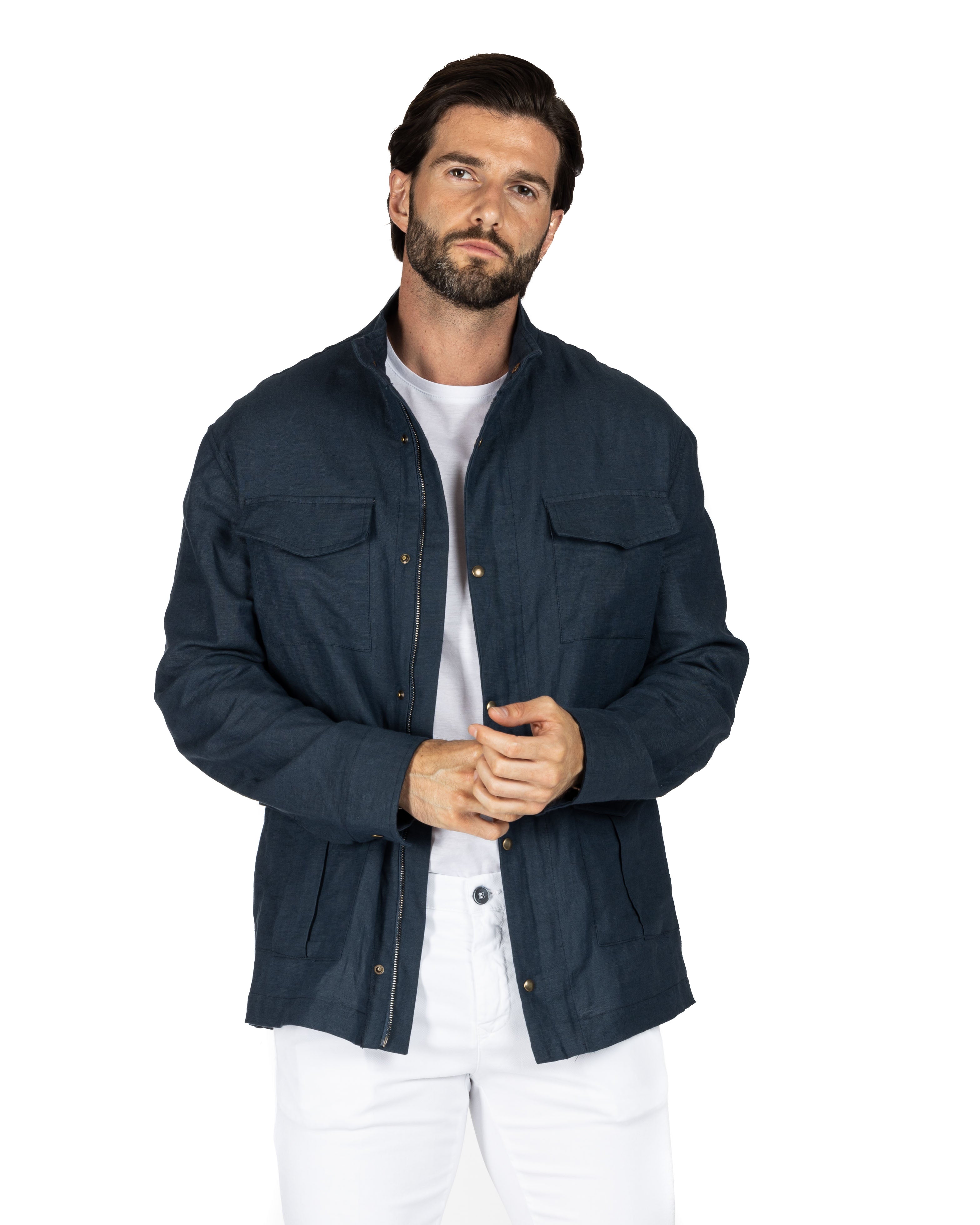 Saharan - 4 blue linen pockets