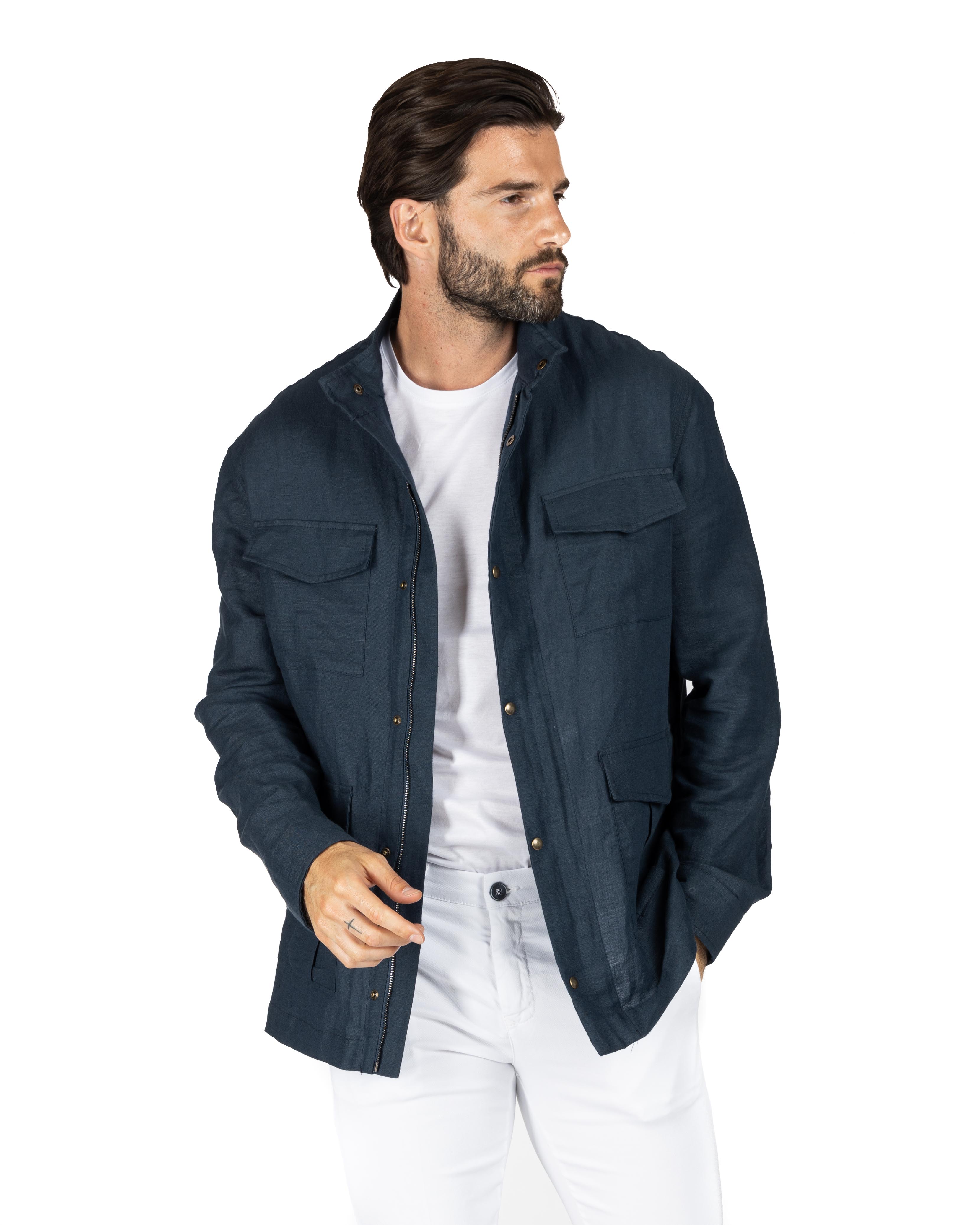 Saharan - 4 blue linen pockets