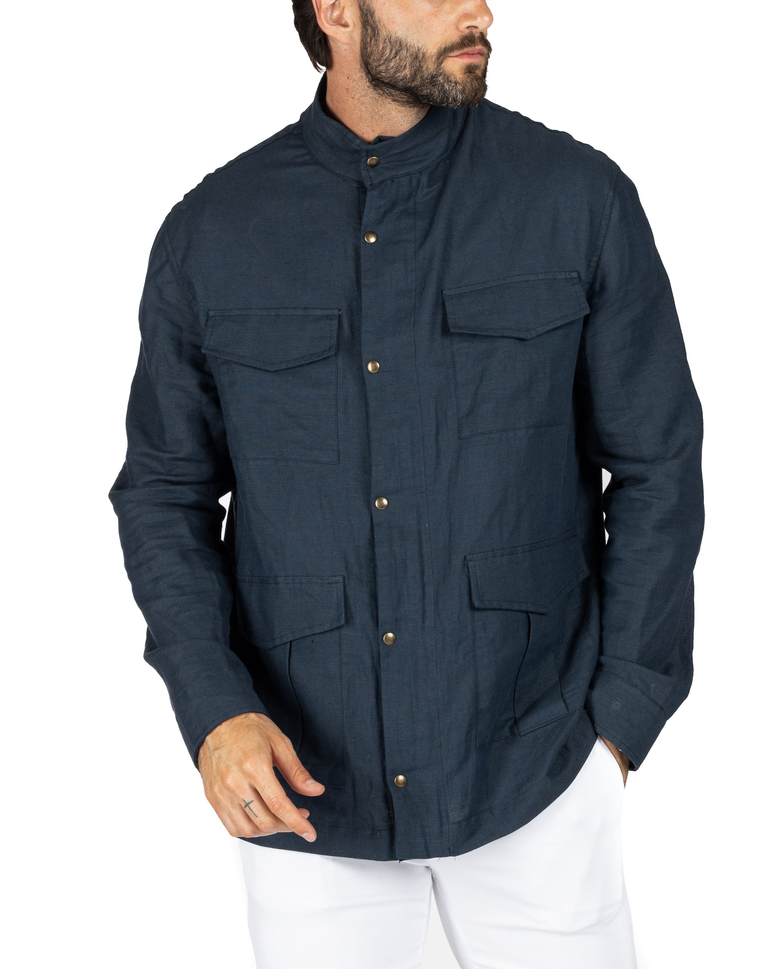Saharan - 4 blue linen pockets