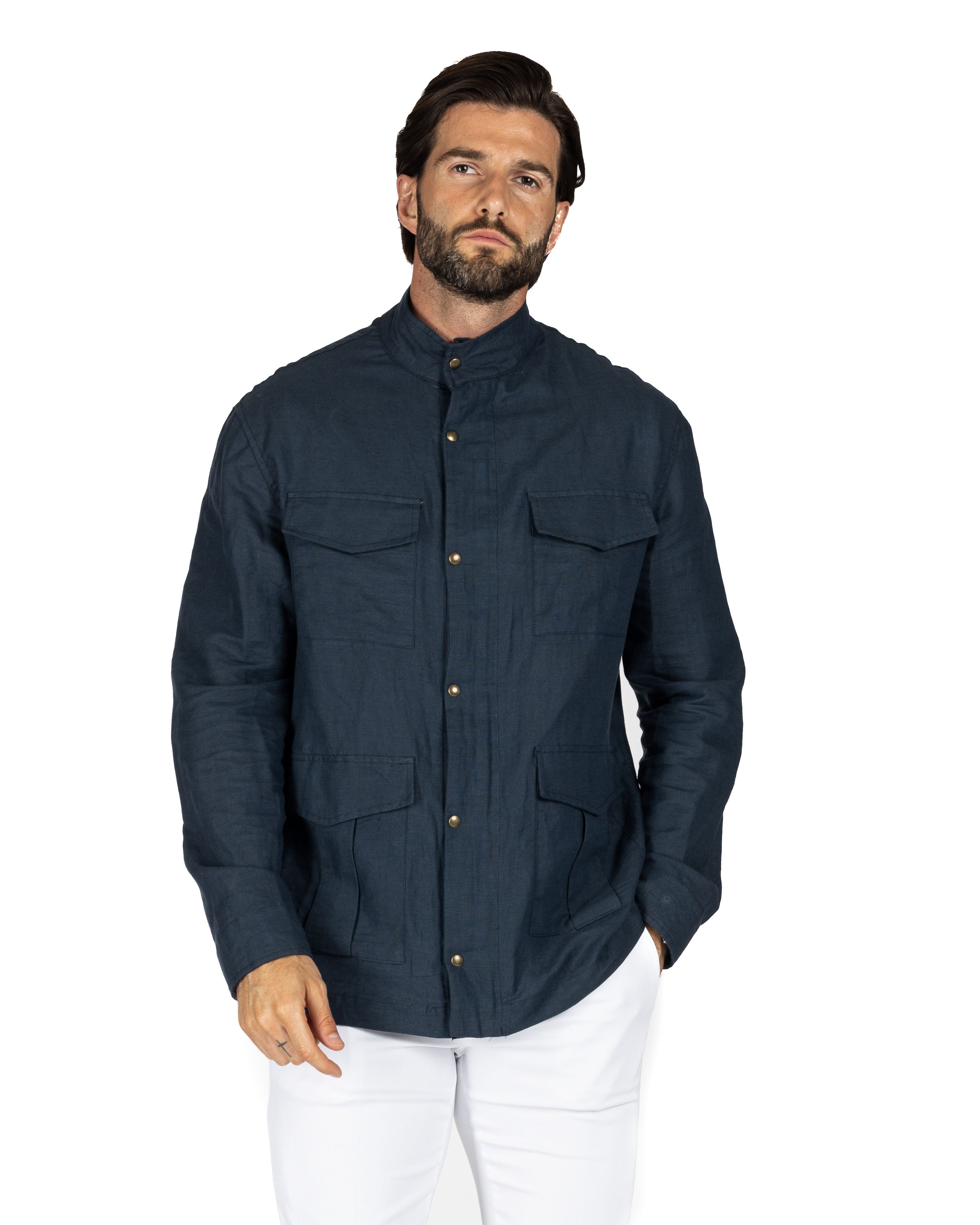 Saharan - 4 blue linen pockets